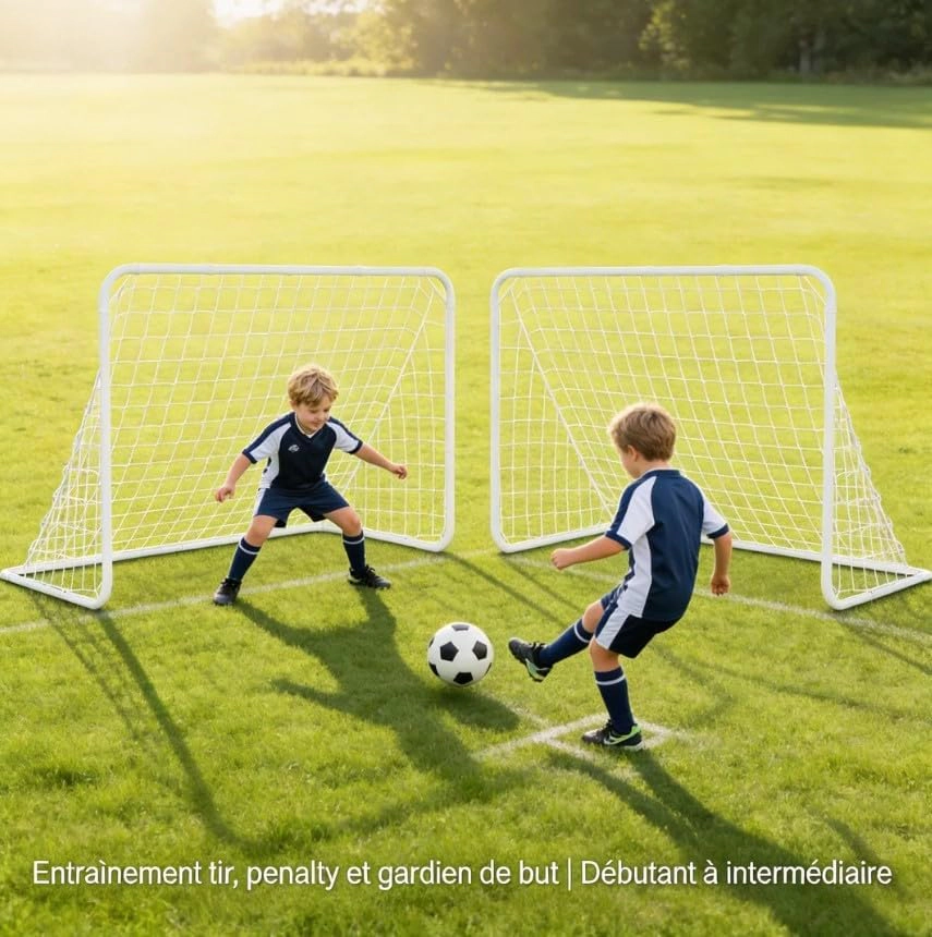 6x4 FT Kids Soccer Goal Set 2 Pack with Portable Training Net, Foldable Backyard Soccer Goal with Ball & Storage Bag