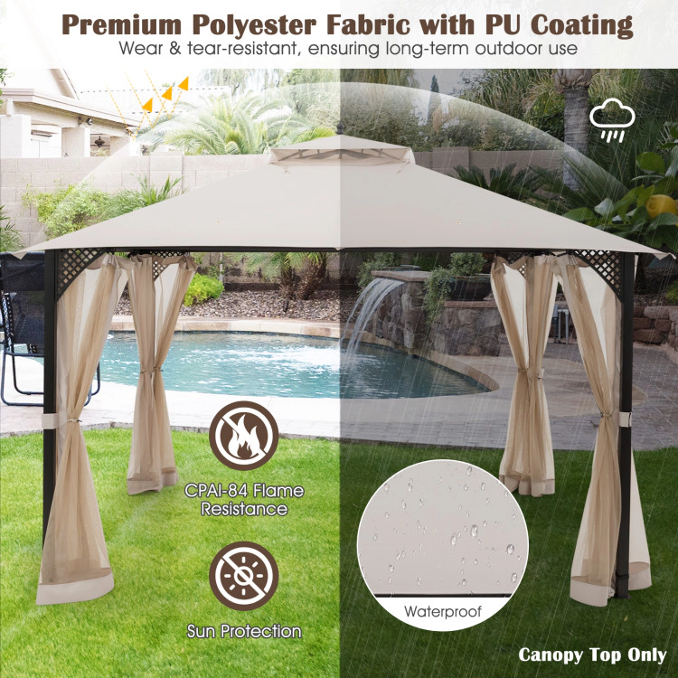 Hivvago Gazebo Replacement Top With Air Vent And Drainage Holes