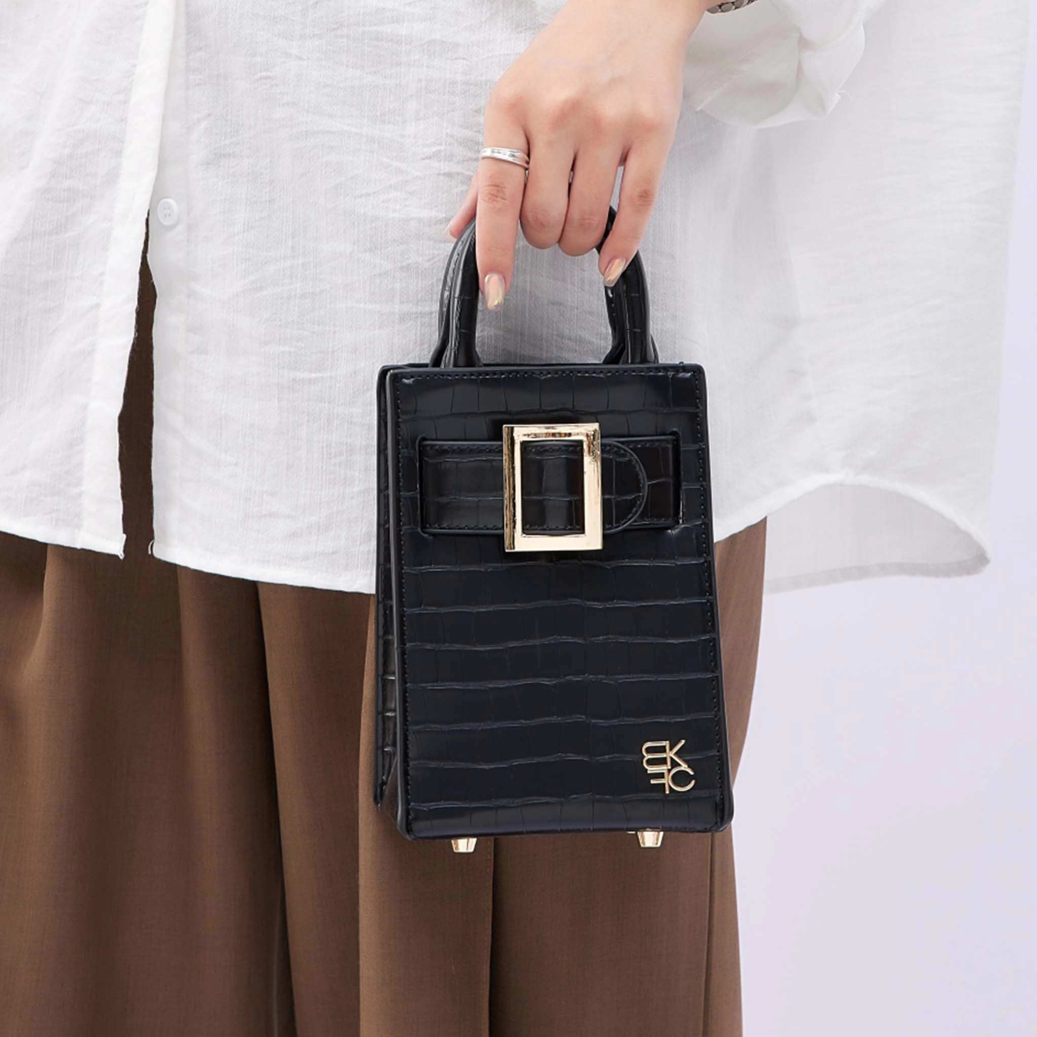 MKF Collection by Mia K Shannon Mini Crossbody Bag - Croc Embossed Vegan Leather