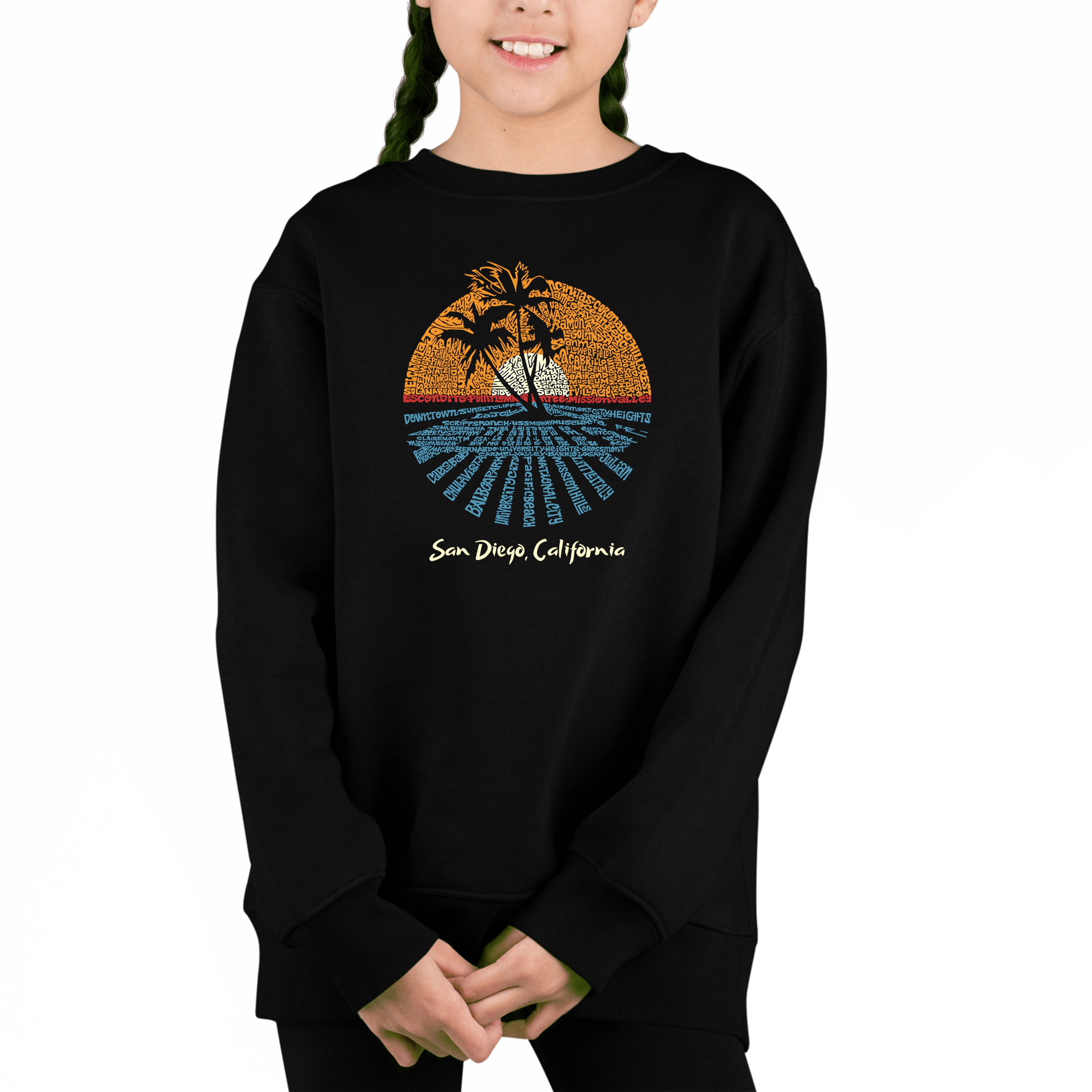 LA Pop Art Girl's Word Sweatshirt - Cities San Diego
