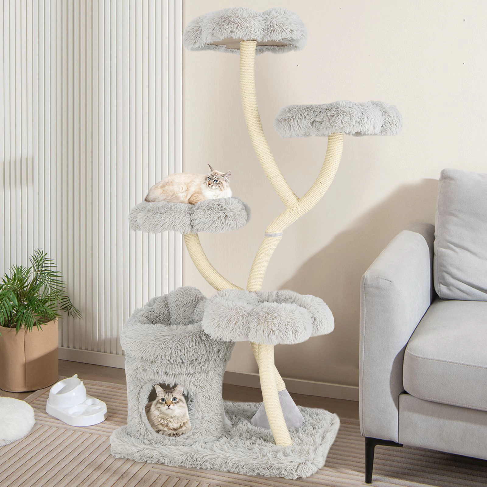 SlickBlue Freestanding Cat Tree with Flower Platforms and Condo