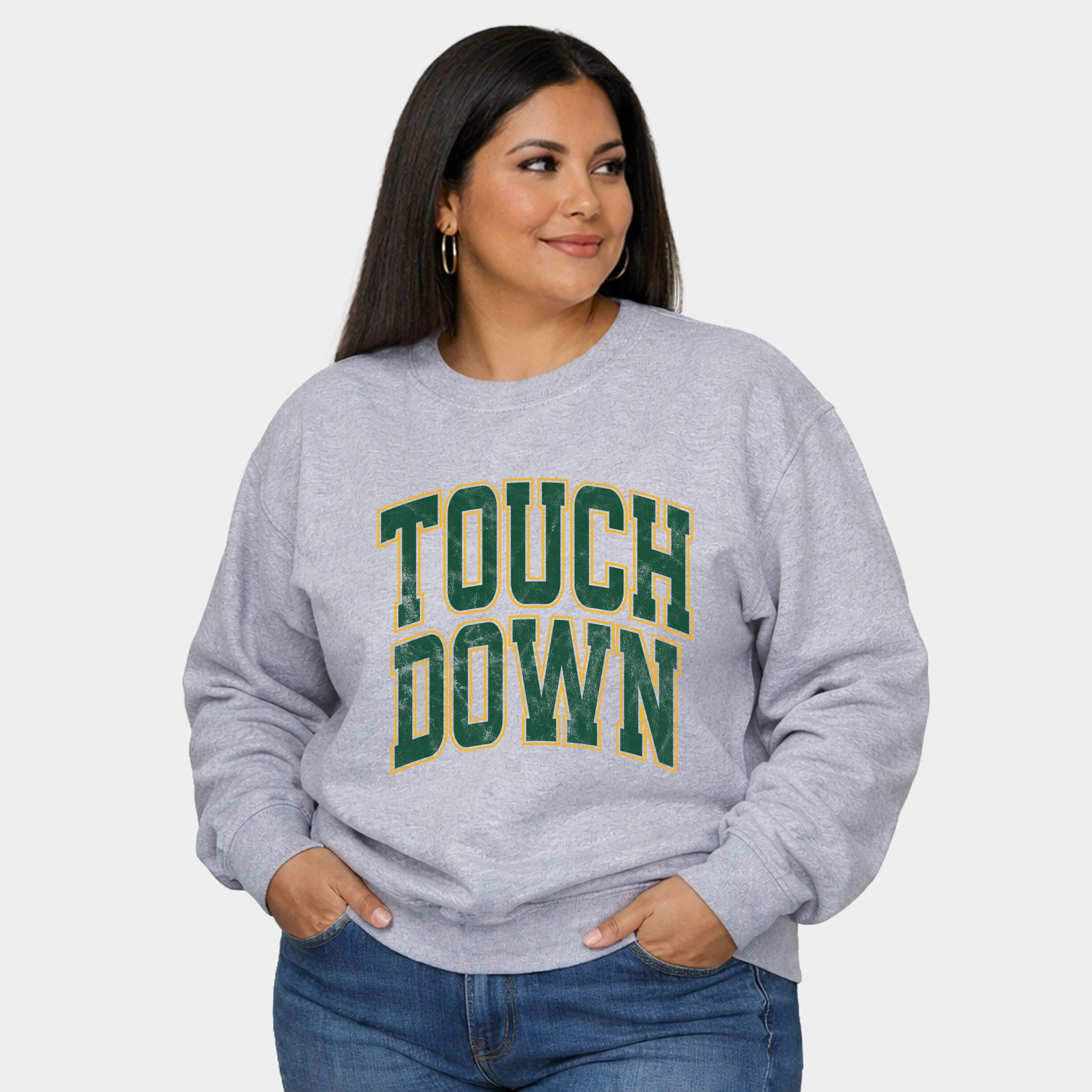 Simply Sage Market - Women's Plus Sweatshirt Touchdown Stacked Green