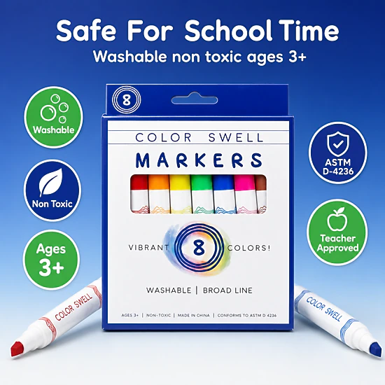 Color Swell Broad Line Bulk Markers, 6 Pack, 8 per Pack (48 Total)