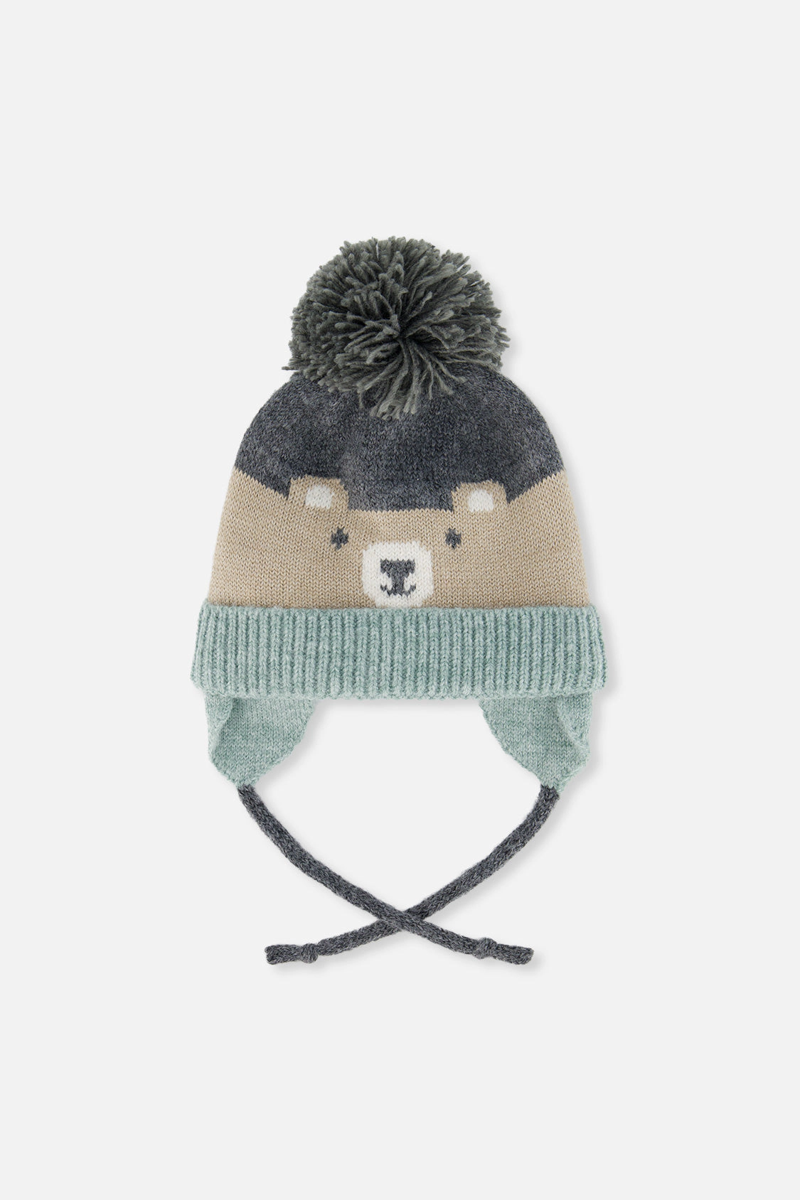 Deux par Boys Winter Knit Hat with Teddy Bear Face and Ears