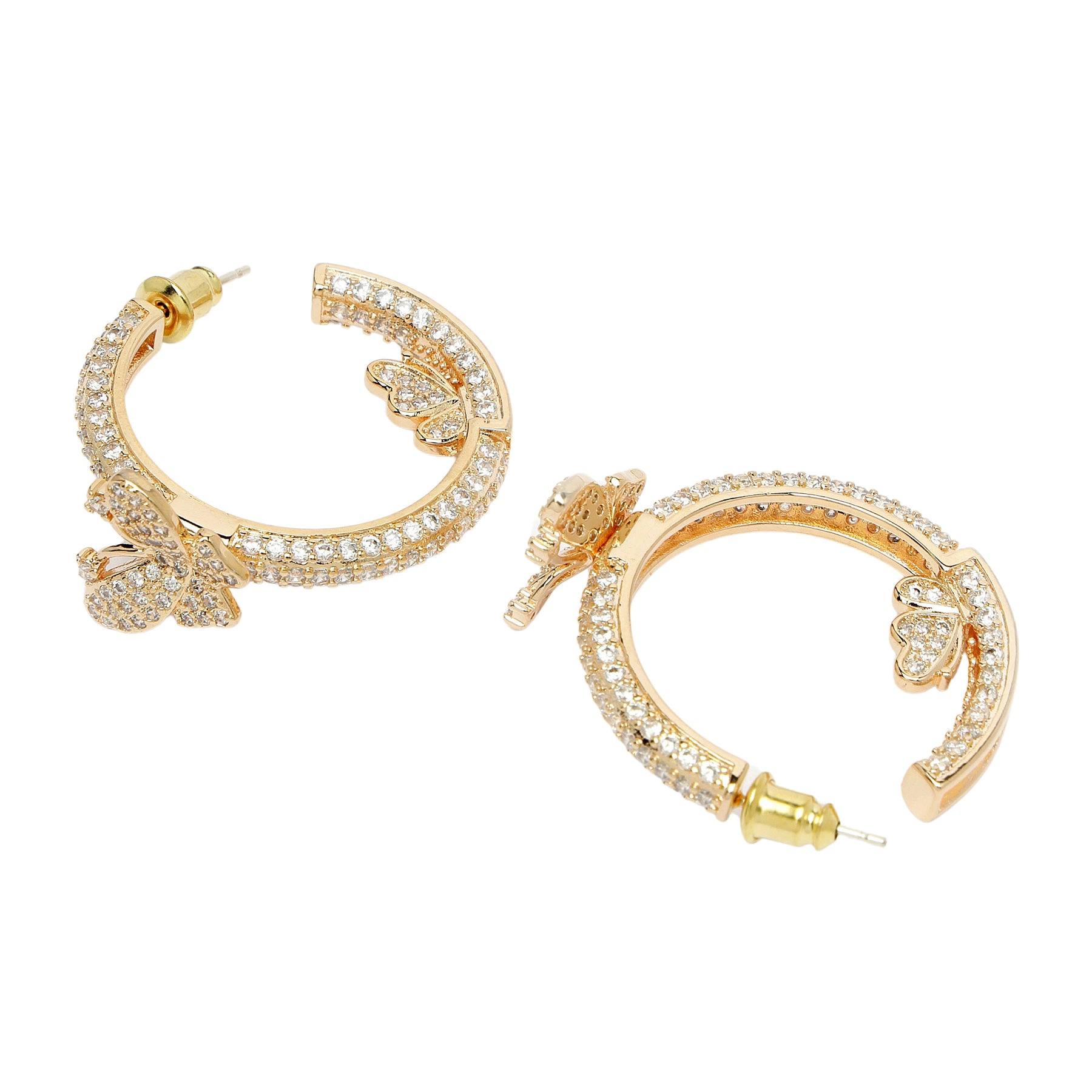 AGP PARIS Womens Diva Collection Dainty Butterfly Zirconia Hoop Earrings