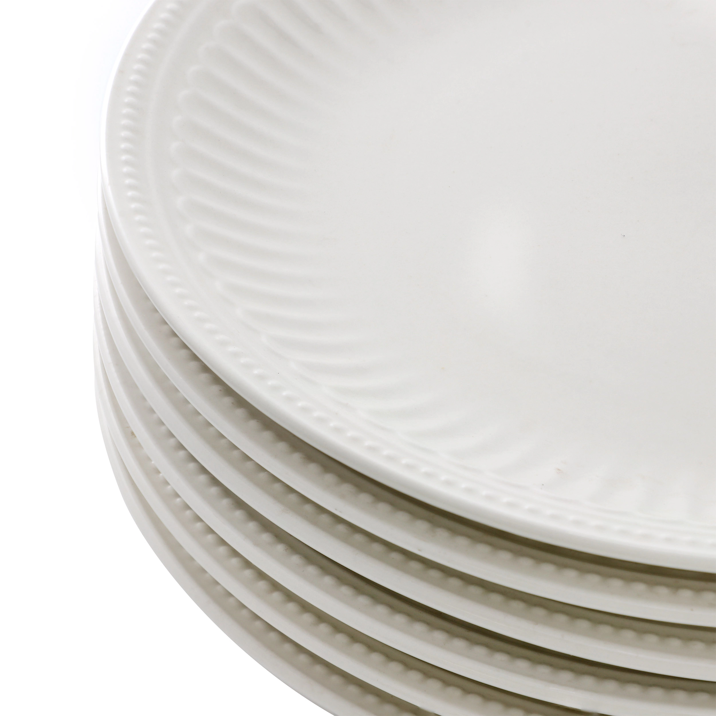 Elama Hansel 6 Piece Embossed Arch Stoneware Salad Plate Set in White
