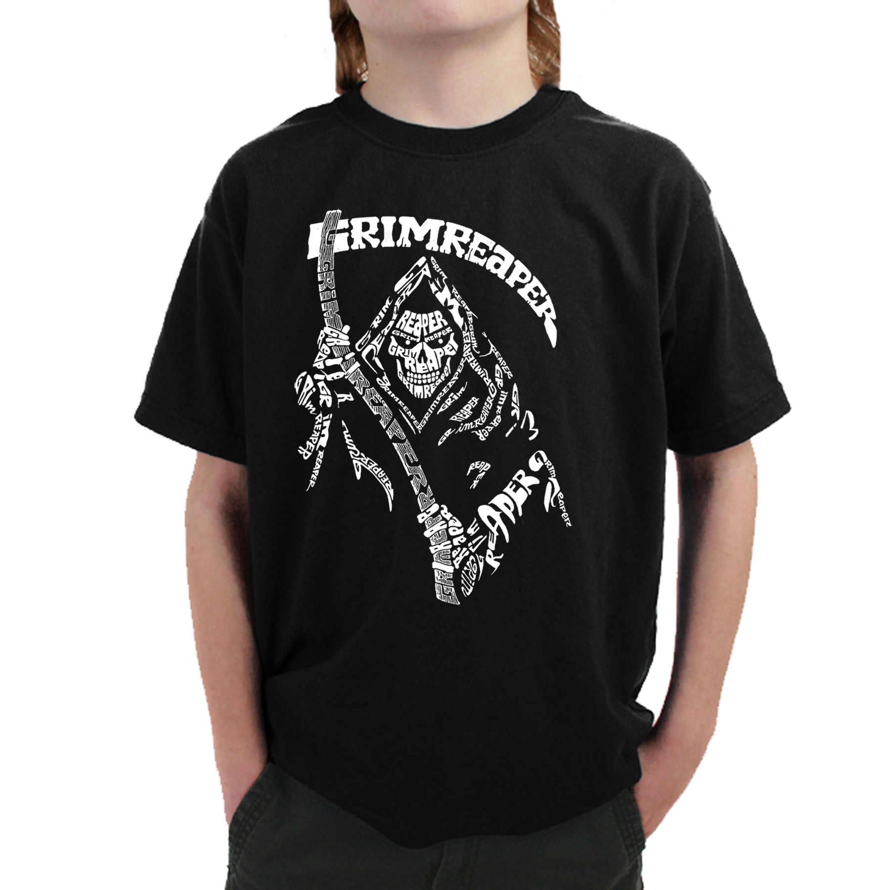 LA Pop Art Boy's Word T-Shirt -  Grim Reaper