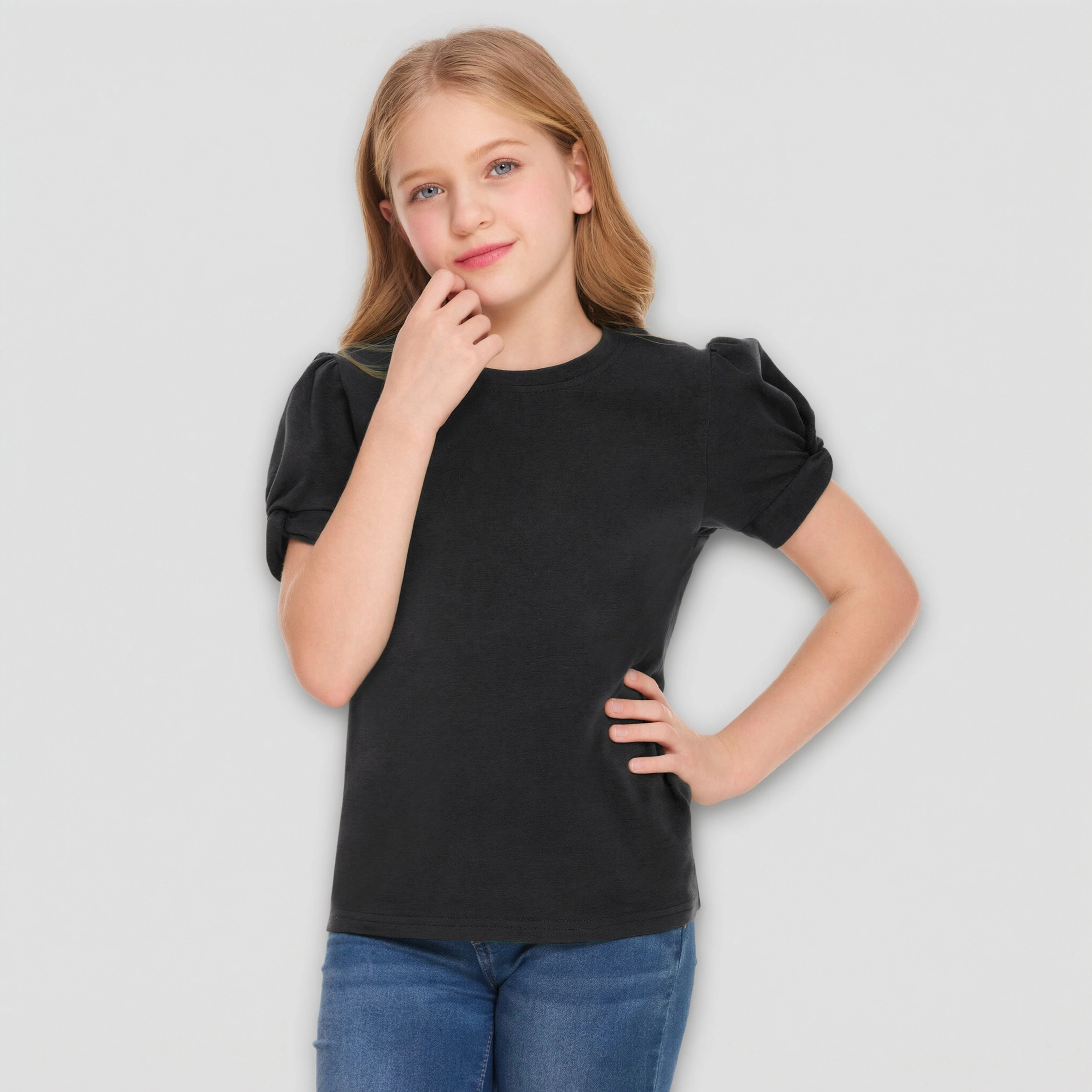 Arshiner Girl's Twist Short Sleeve Crewneck T-Shirt