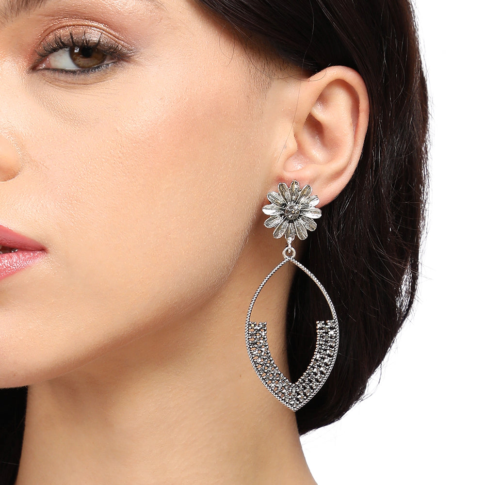 SOHI Women's Crystal Silver Party Drop Earrings