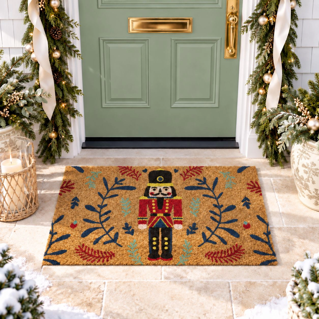 Kate Aurora Christmas Nutcracker Toy Soldier Bristled Coir Outdoor Welcome Mat - 18"x30"