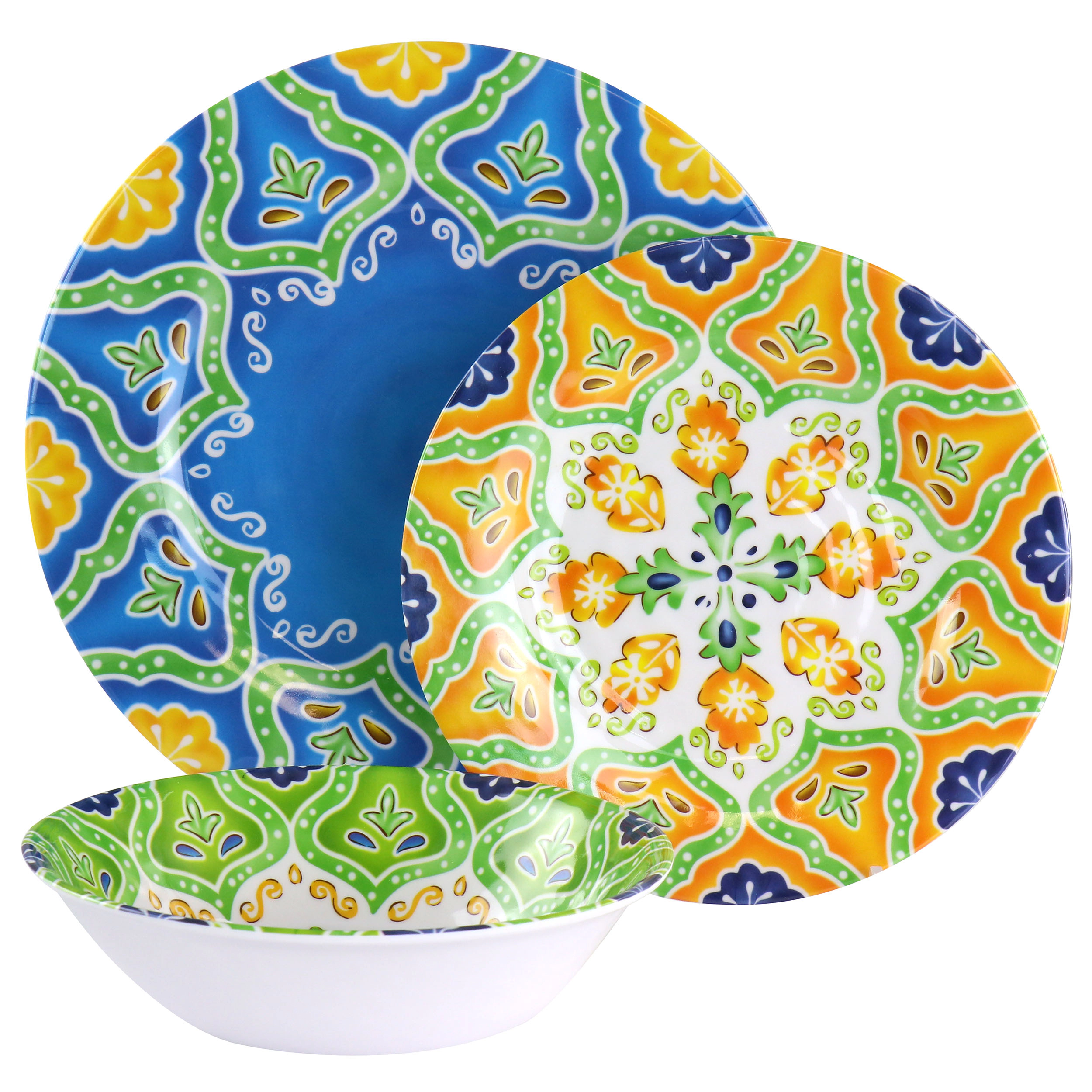 Elama Stapanya 12 Piece Melamine Dinnerware Set in Multi