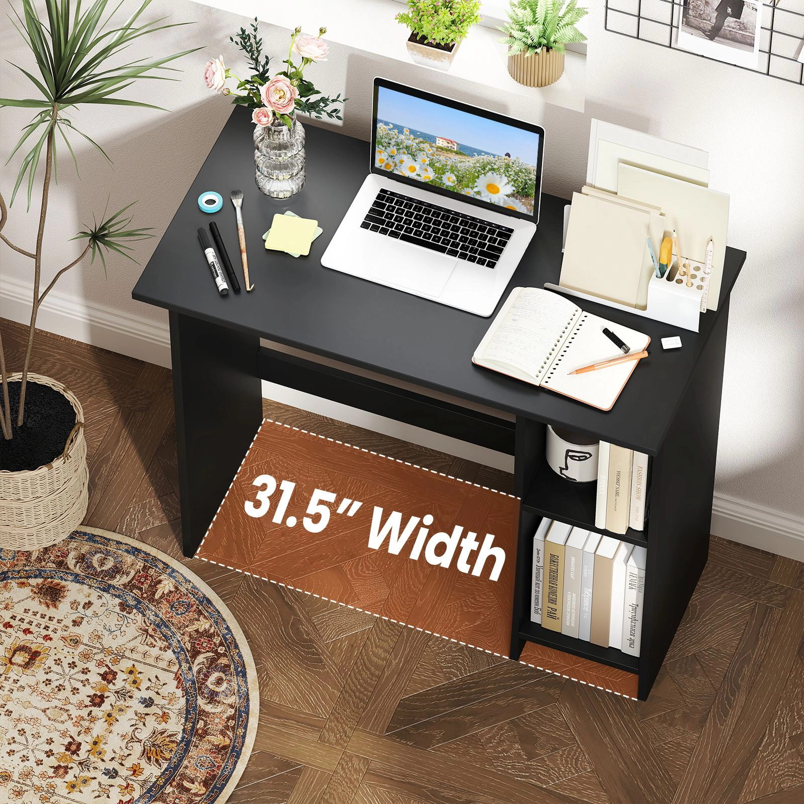SlickBlue Compact Computer Desk with Adjustable Shelf