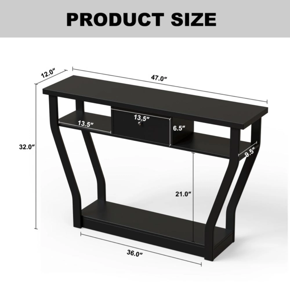 Hivvago Modern Console Table with Drawer and Open Shelf