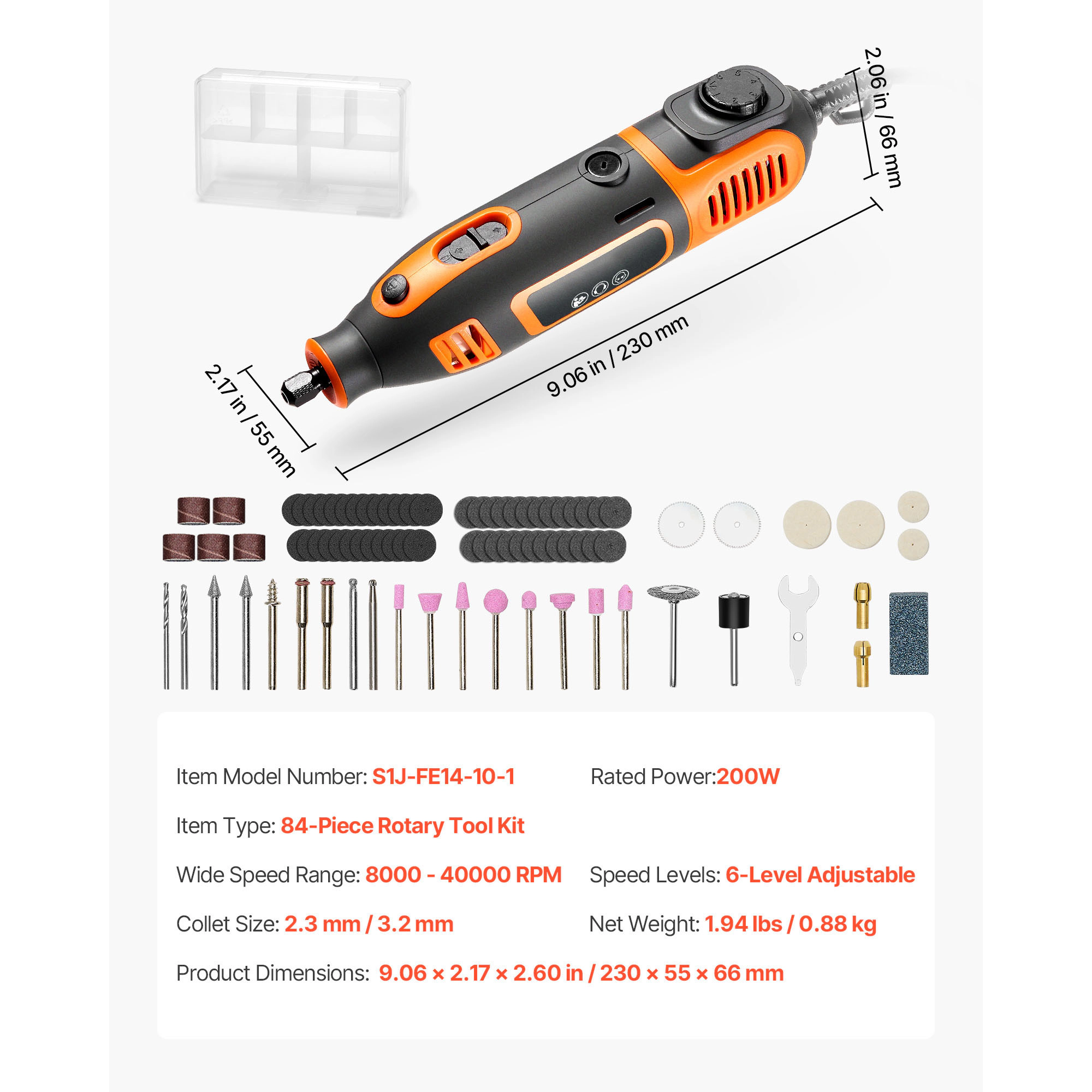 HONGGE Rotary Tool Kit, Mini Power Tool, Multi-Purpose DIY Tools for Engraving, Sanding, Polishing, Cutting