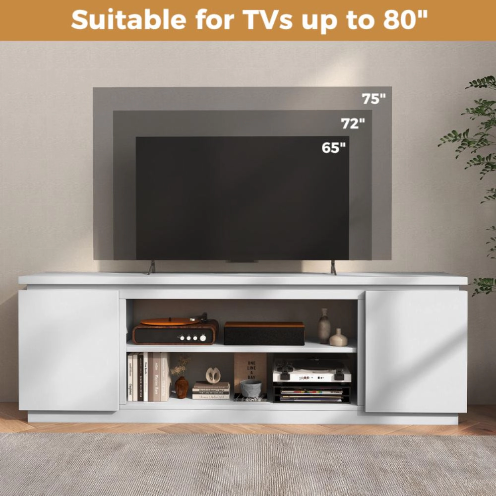 Hivvago Tv Cabinet With 3 Adjustable Shelves And Anti-Tipping Kits For Tvs Up To 80 Inch
