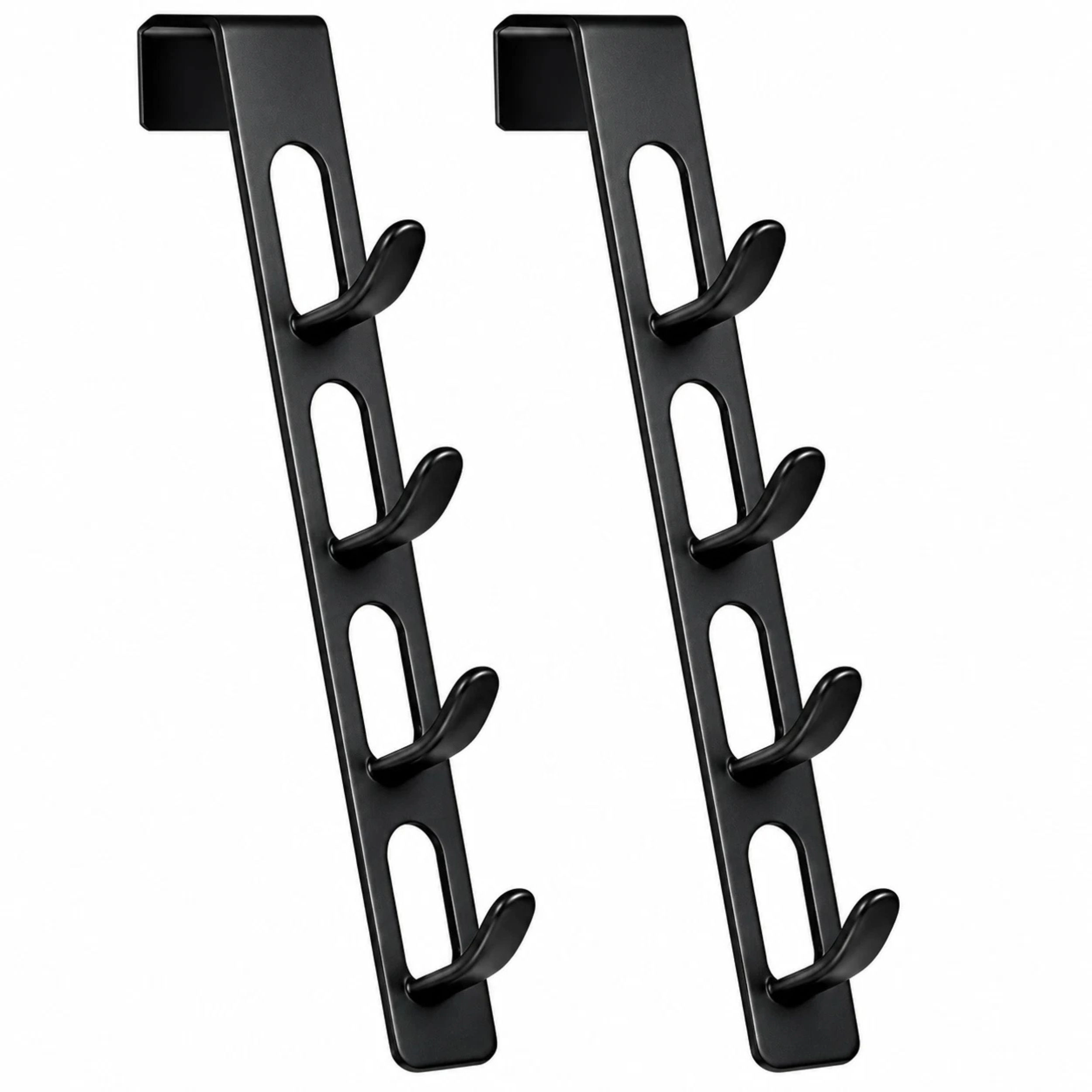 Home Collection Pack of 2 Black Over-the-Door 4 Hook Closet Organizers