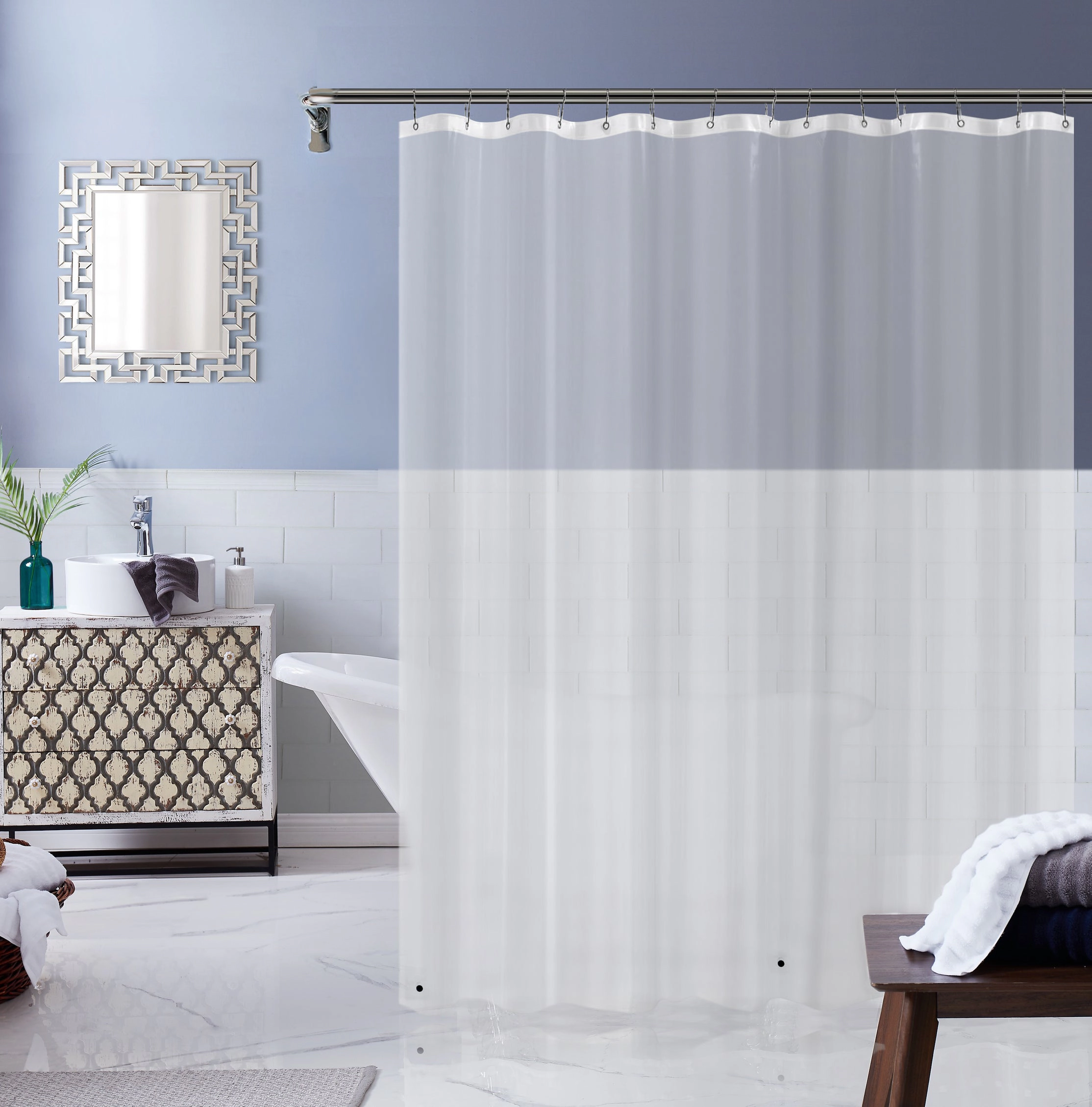 Dainty Home Medium Weight Shower Curtain Liner With Magnetized Hem 70" x 72"