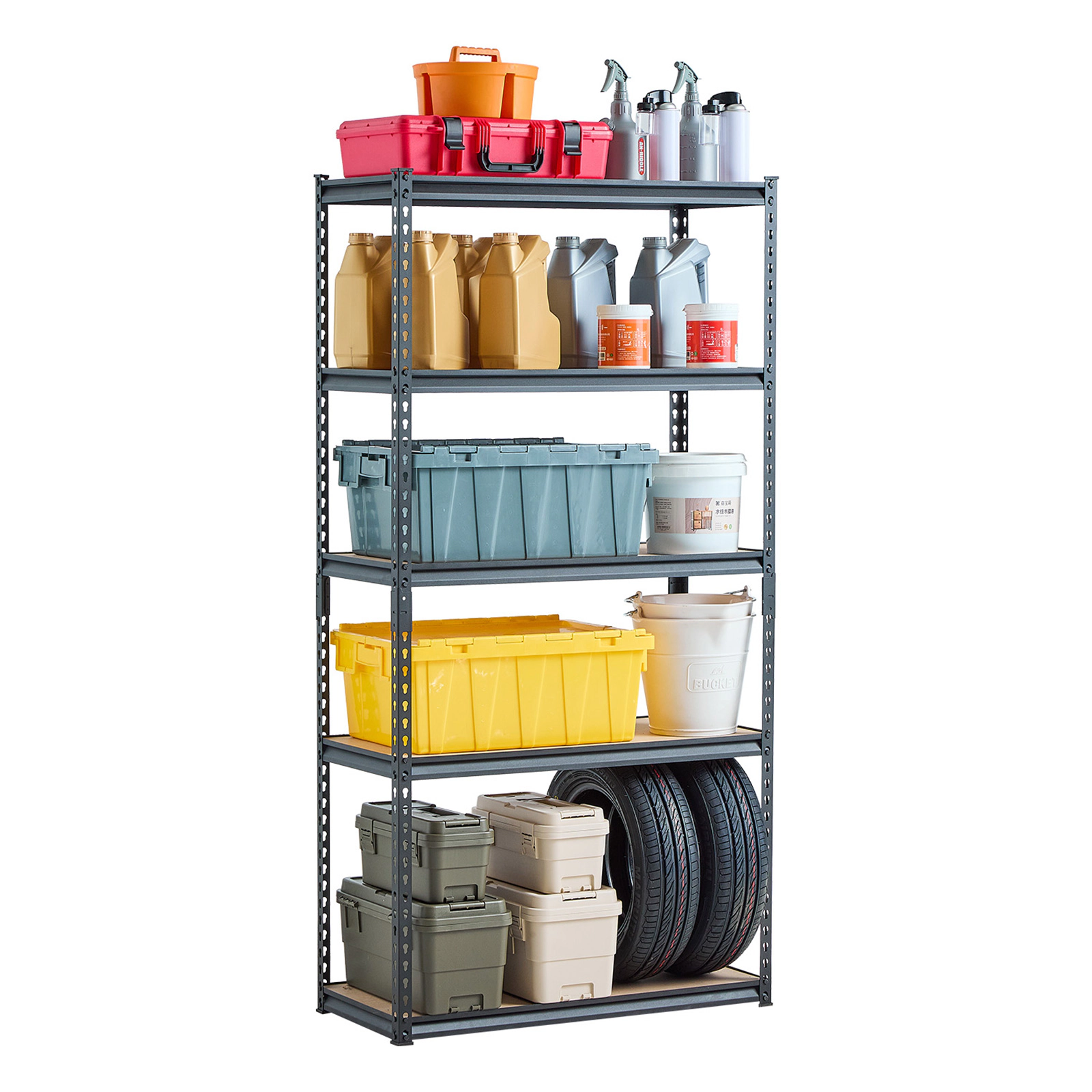 Flynama Storage Shelves 16Inches D x 36Inches W x 71 2/5Inches H 5-tier Garage Storage Shelving