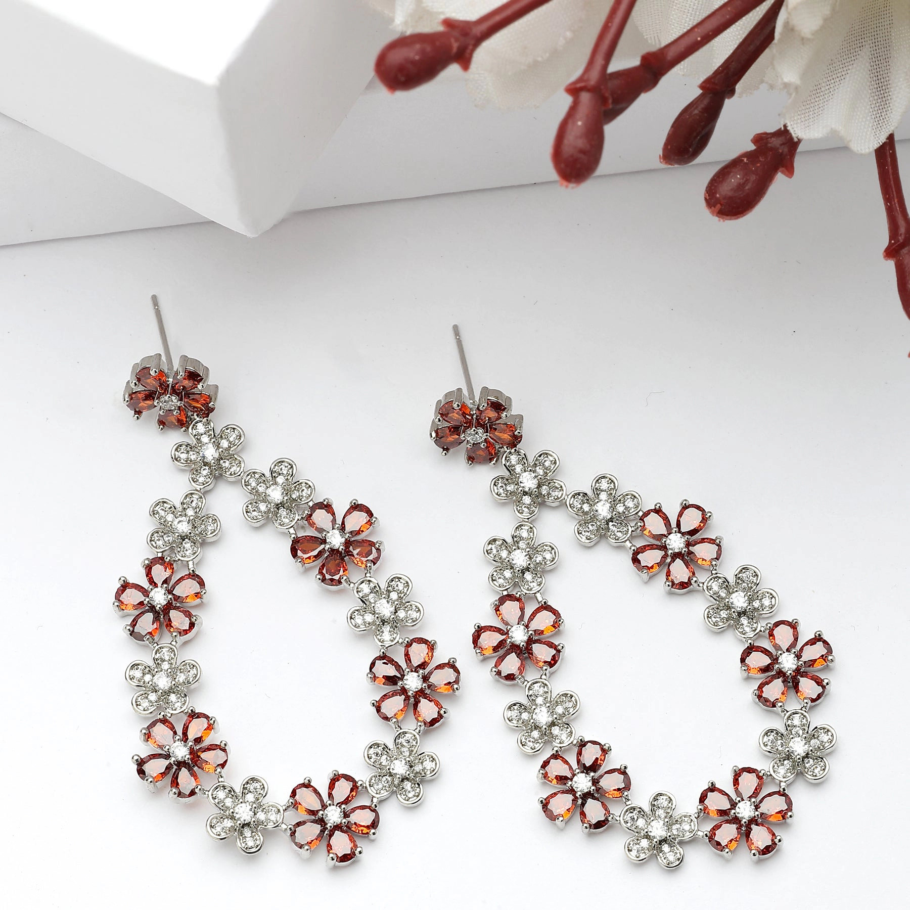AGP PARIS Womens Diva Dainty Floral Drop Earrings
