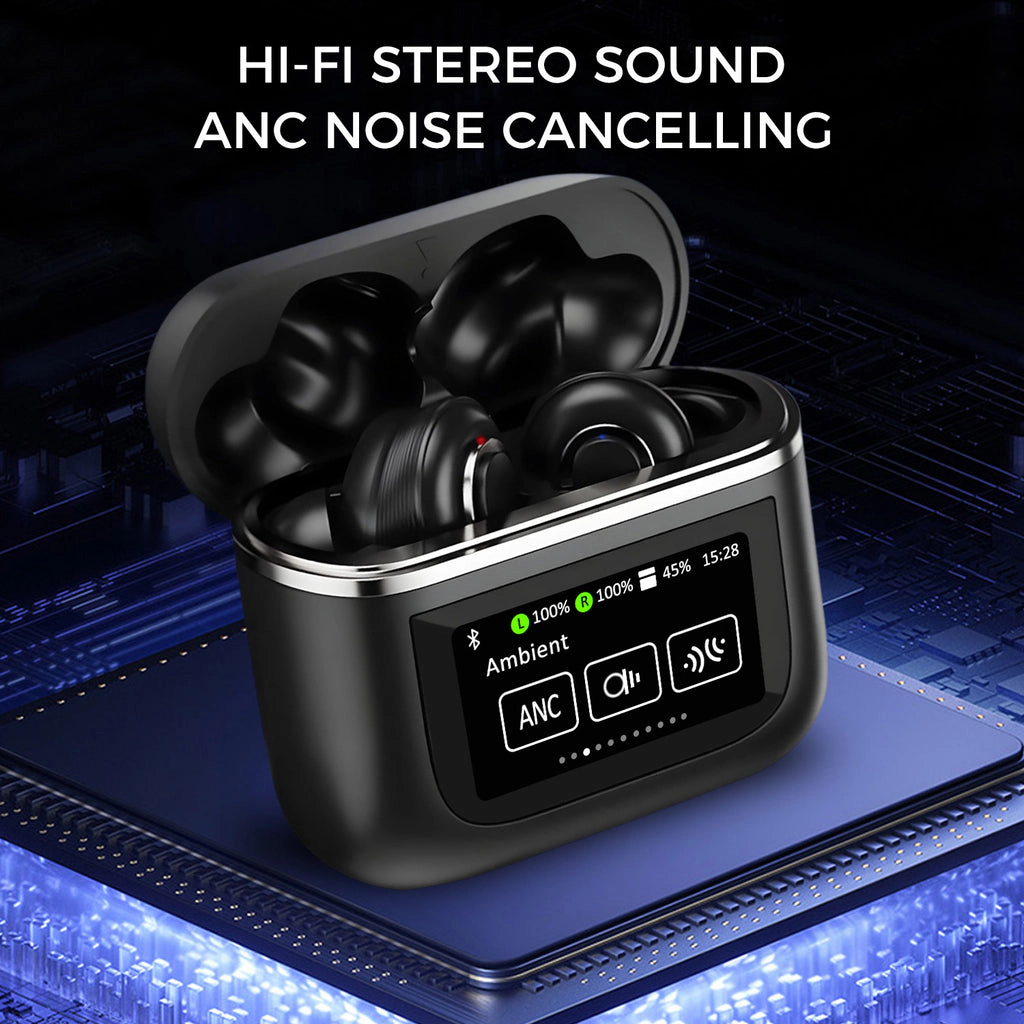Alpha Digital - Unisex - Bluetooth 5.3, LCD Touch Screen, TWS, 32Hr Battery - Earbuds