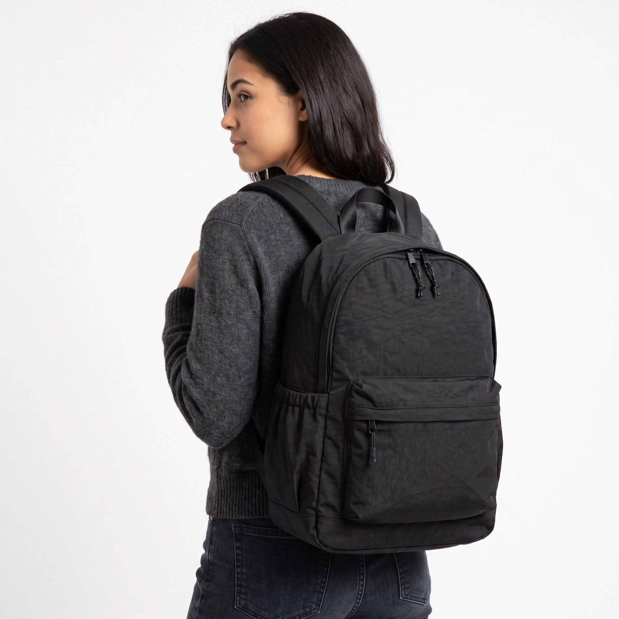 Alilang Women's Lightweight Crinkle Multi-Pocket Backpack with Padded Straps and Side Pockets