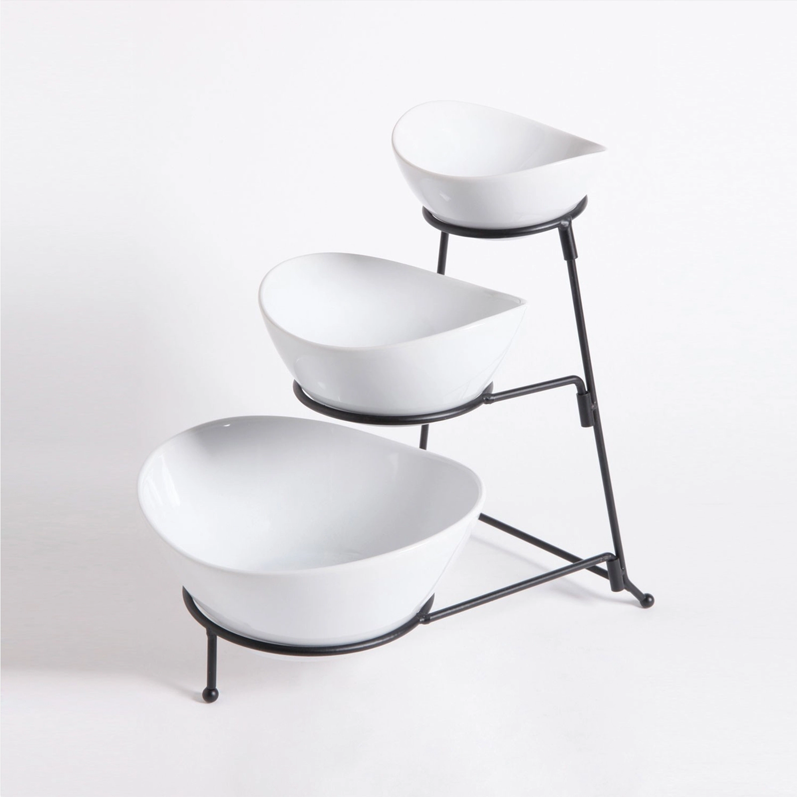 Gibson Elite Gracious Dining 3 Tier Bowl Server Set with Metal Stand