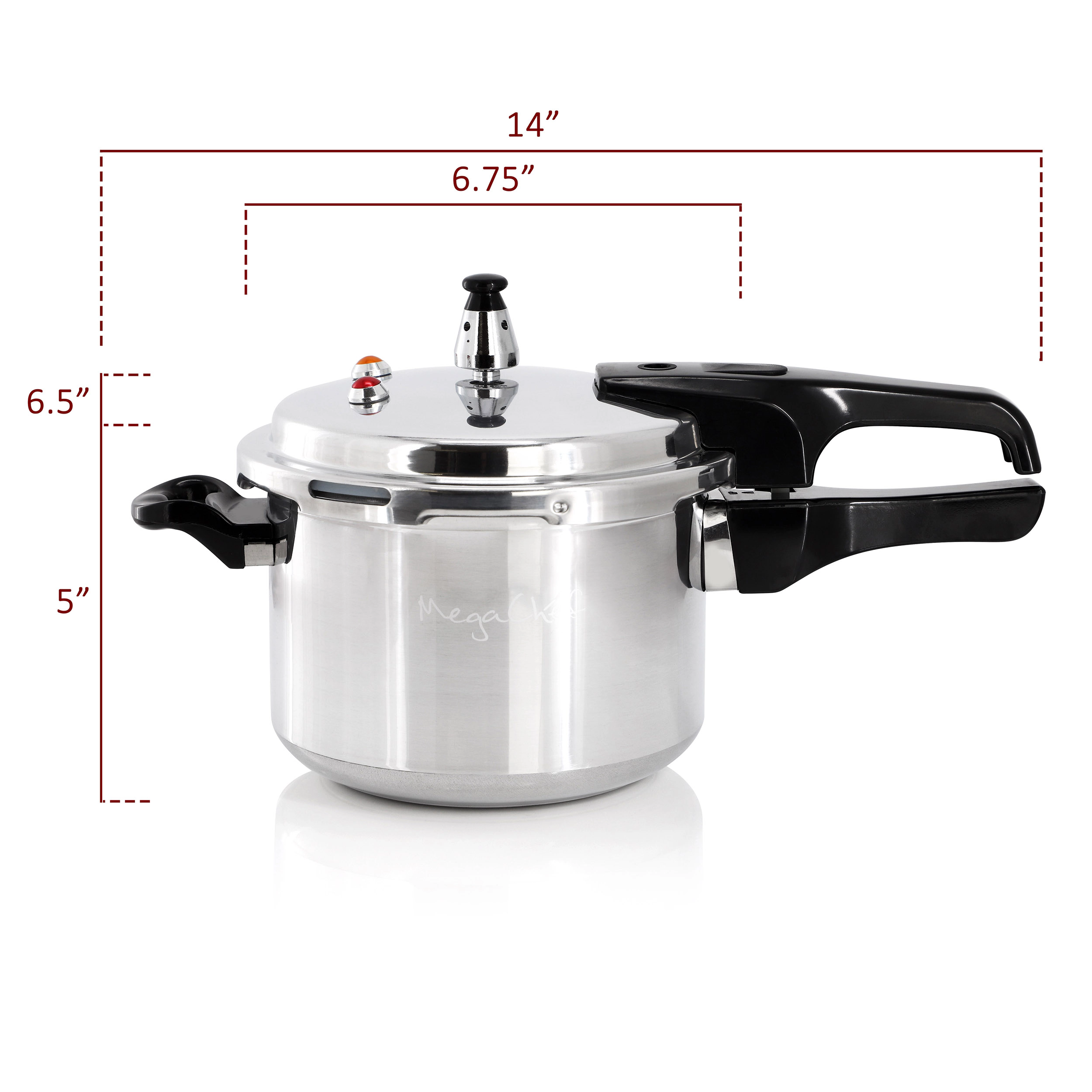 MegaChef 2 Quart Aluminum Stovetop Pressure Cooker, Induction Compatible