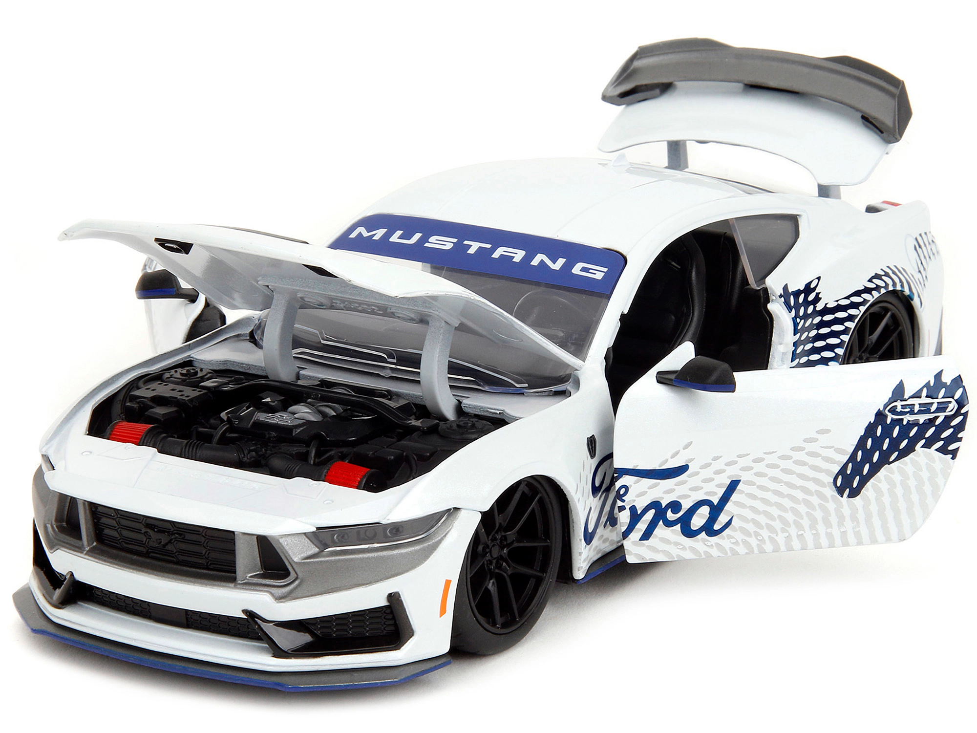 Jada 2024 Ford Mustang Dark Horse White with "Mustang Horse Graphics" "Bigtime Muscle" Series 1/24 Diecast