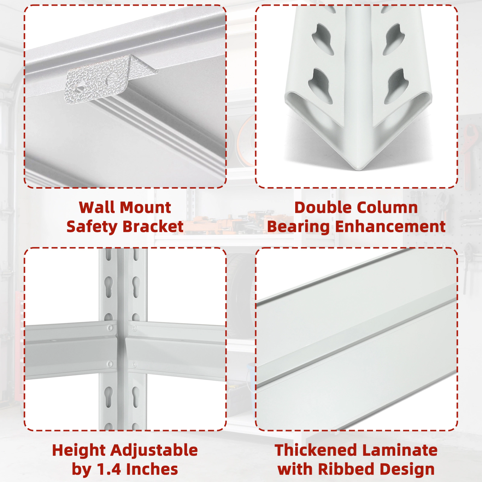 Flynama 5 Tier Heavy Duty White Metal Utility Shelving Unit Solid Ventilated Shelves 31.5 in W x 15.7 in D x 63 in H