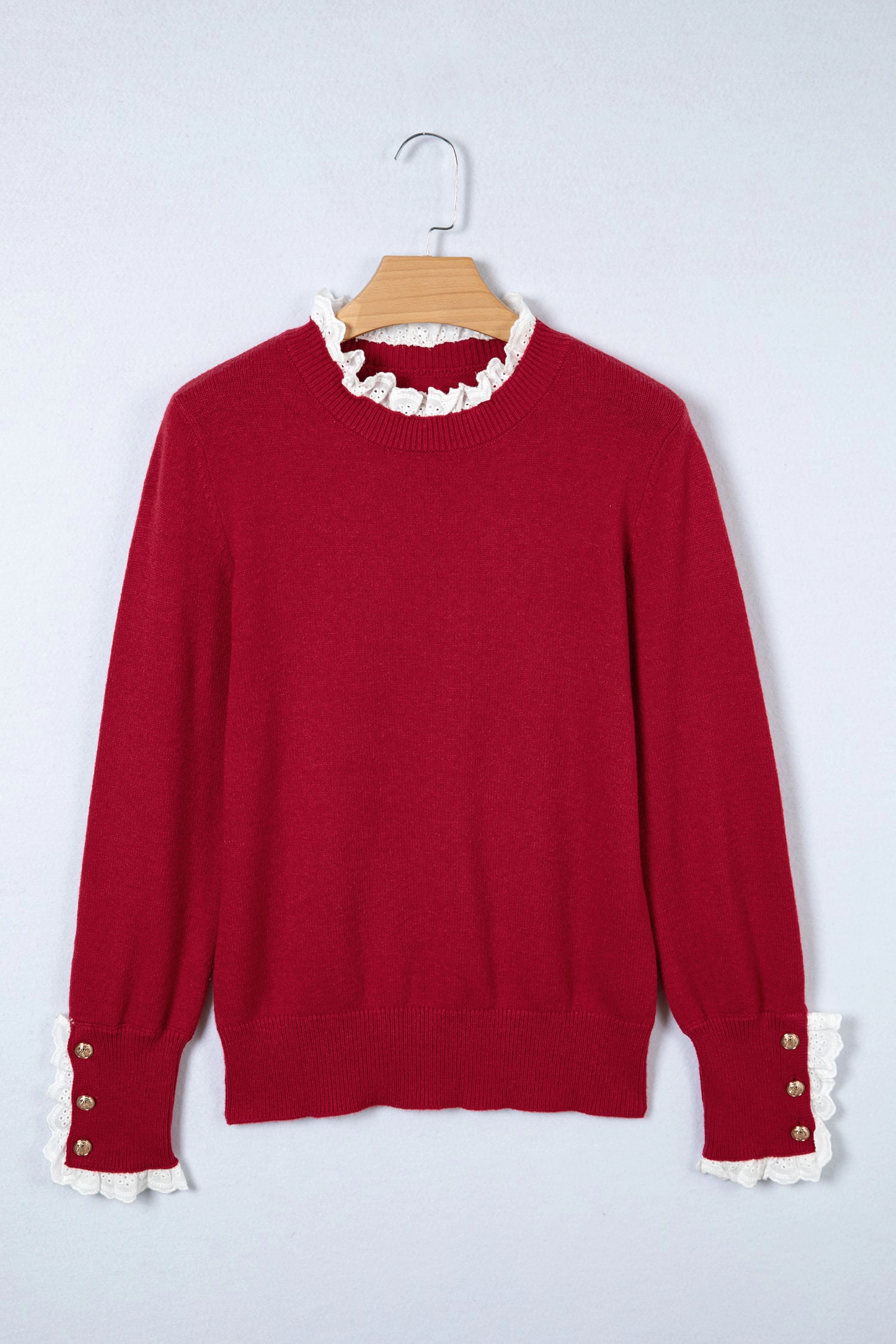 Threaded Pear Womens Brooklynn Patchwork Cuffs Oversized Floral Sweater
