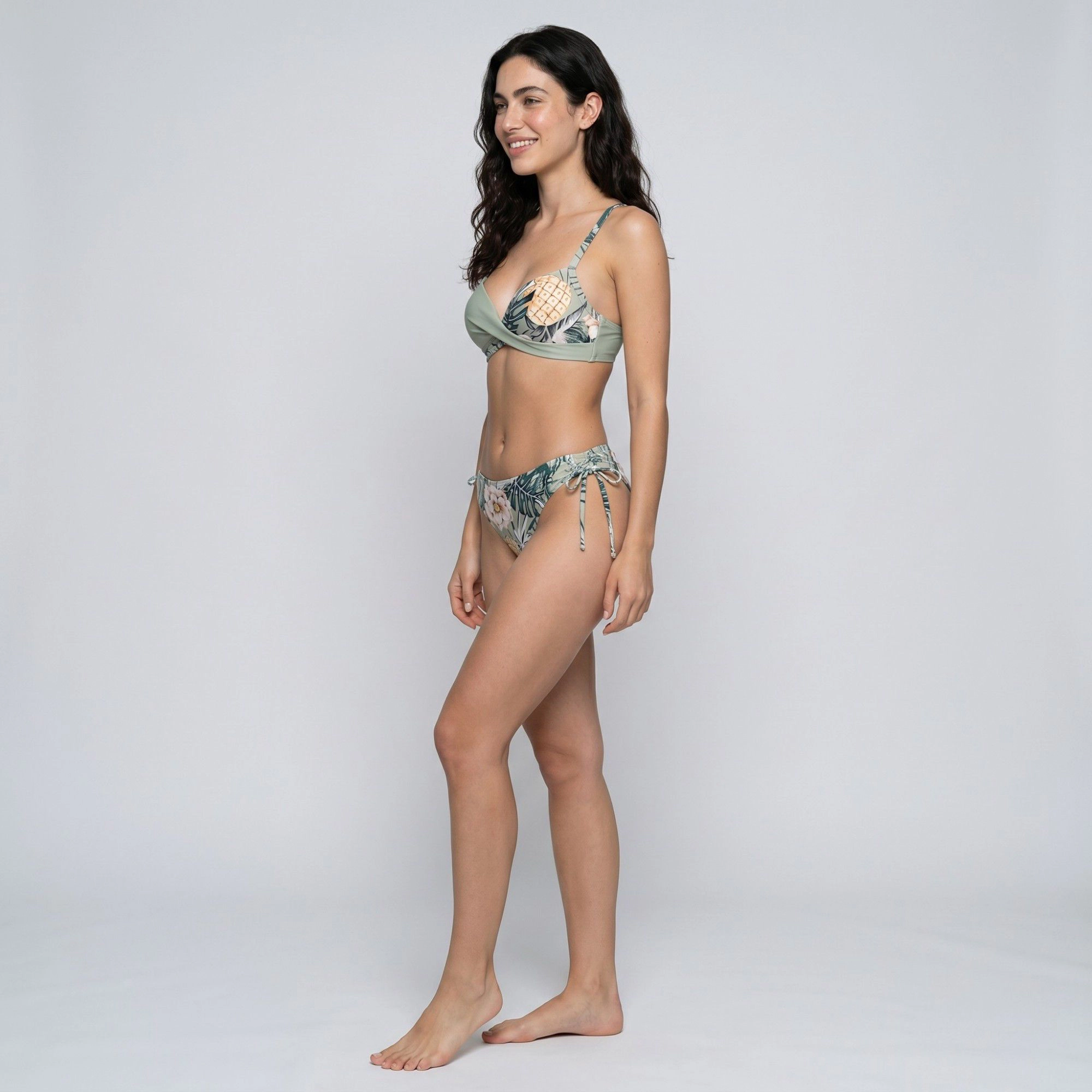 Anna-Kaci Women’s 2-Piece Floral Wrap Bralette Bikini, Green