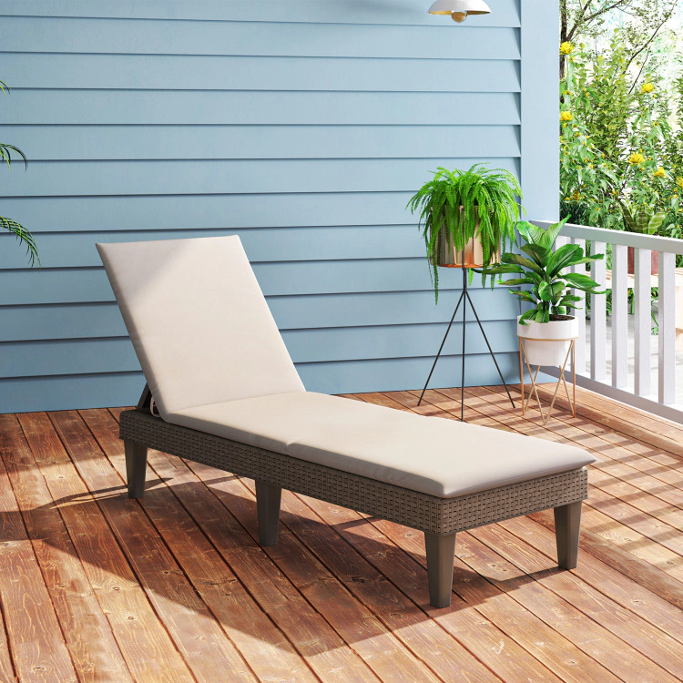 Hivvago Patio Lounge Outdoor Recliner Chair With Cushion 3-Position Adjustable Backrest