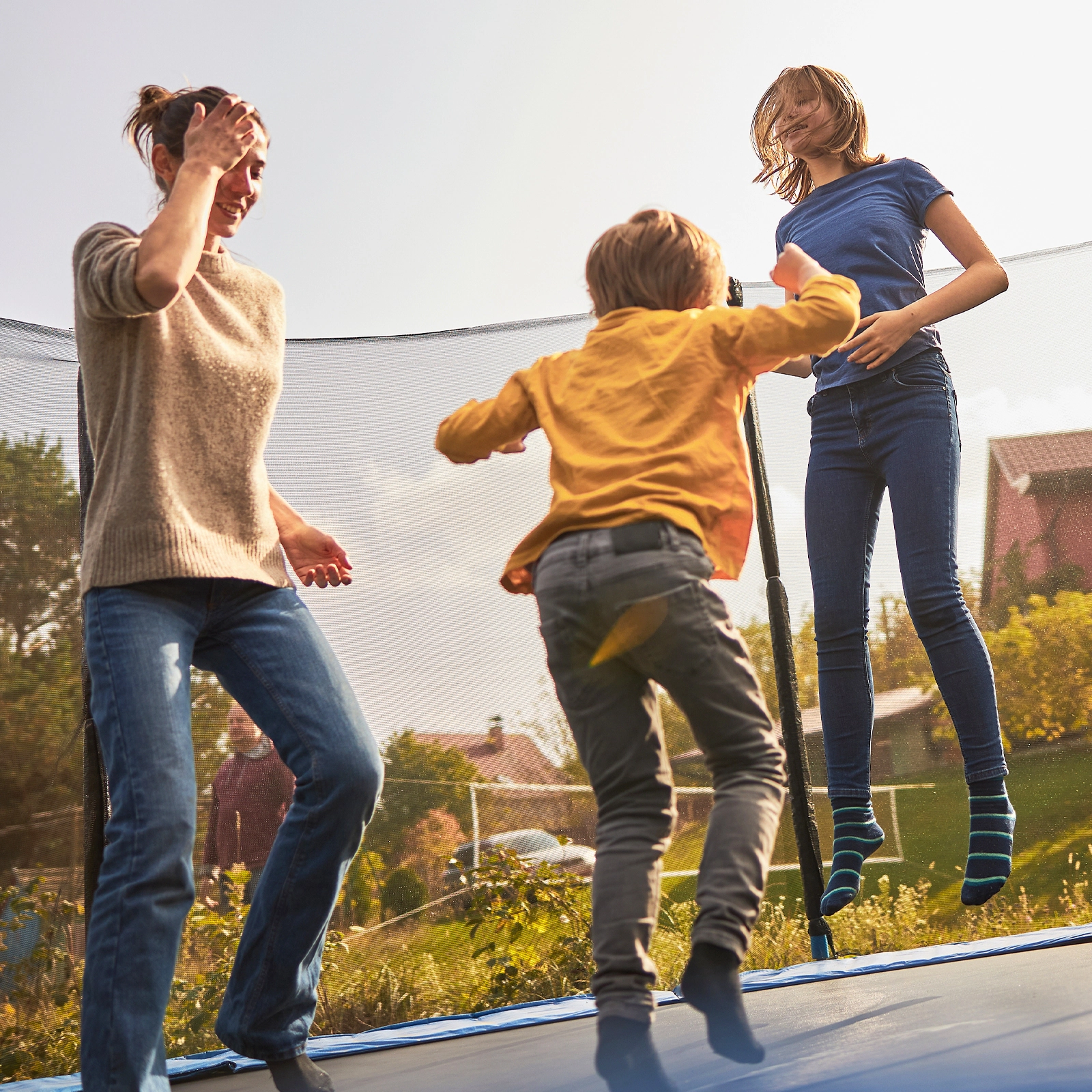 Trampoline Safety Net Replacement 8-ft Round Trampolines 6 Straight Poles 6-ft Tall PE Enclosure Net Double Door Black