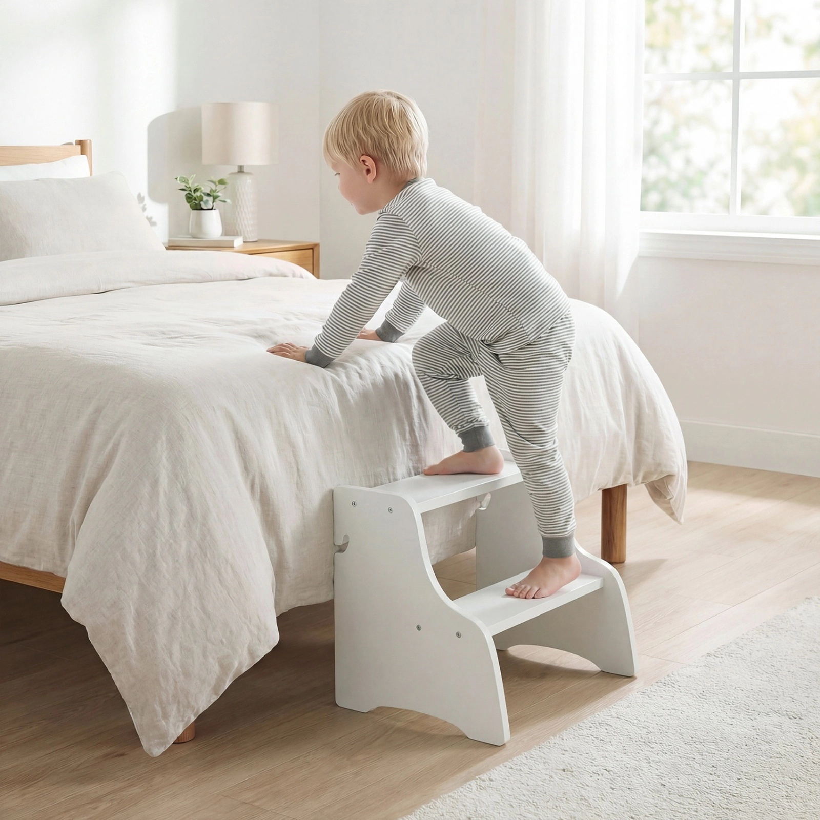 SUGIFT White Foldable Toddler Learning Tower with Chalkboards and 2-Step Stool for Kids Kitchen Helper