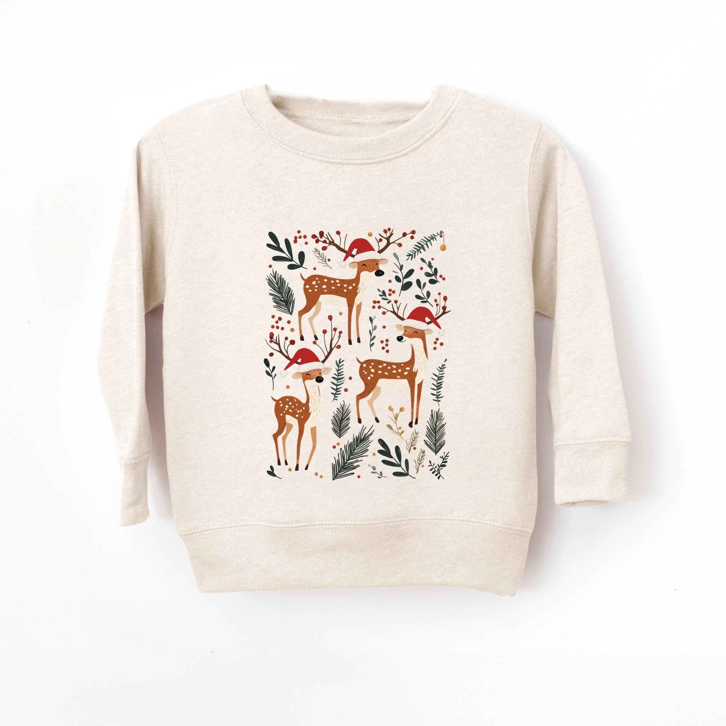 The Juniper Shop - Toddler Graphic Sweatshirt Christmas Deer and Foliage