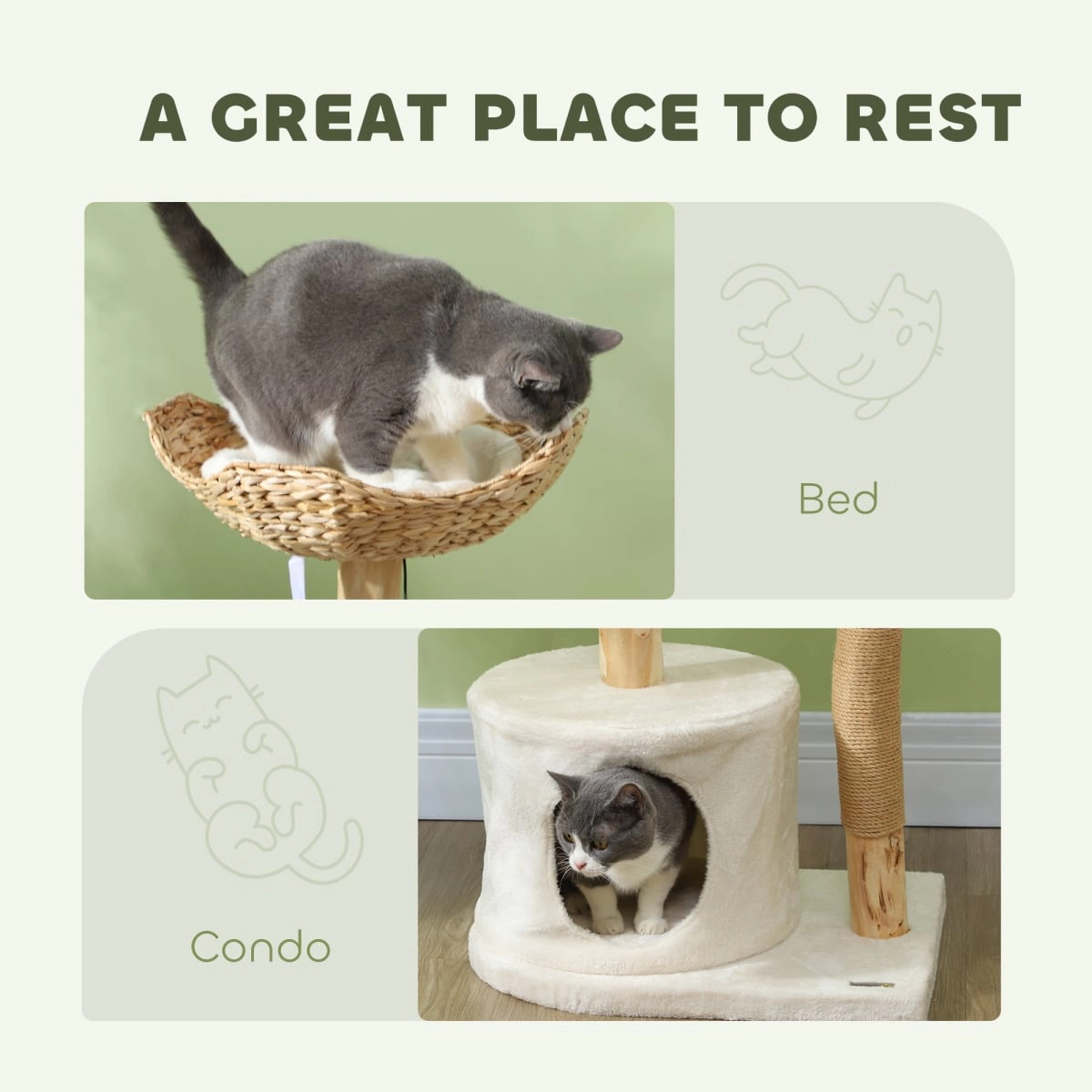 212 Main Paw Hut 37 in. Modern Cat Tree