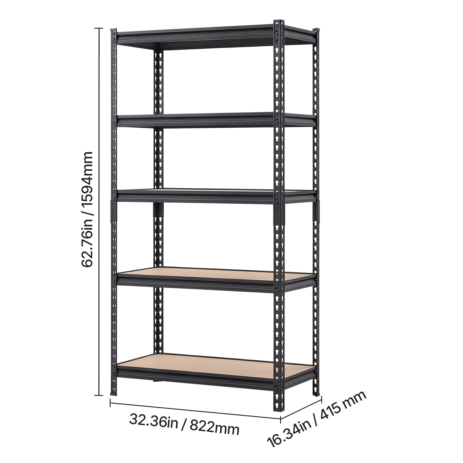 Flynama 5 Tier 32.4 x 16.3 x 62.8 in Shelves 2000 LBS Adjustable Heavy Duty Utility Rack for Kitchen Pantry