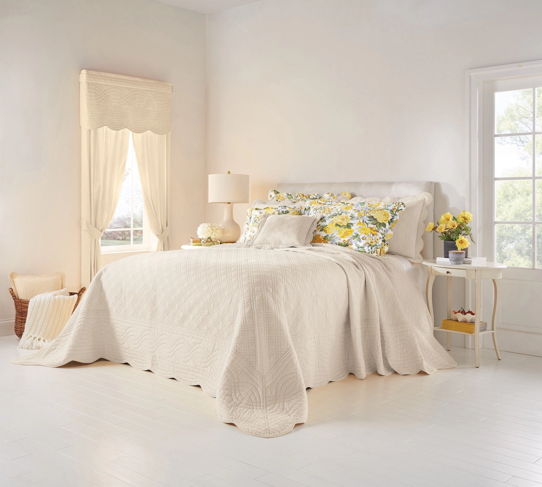 BrylaneHome  100% Cotton Florence Oversized Bedspread
