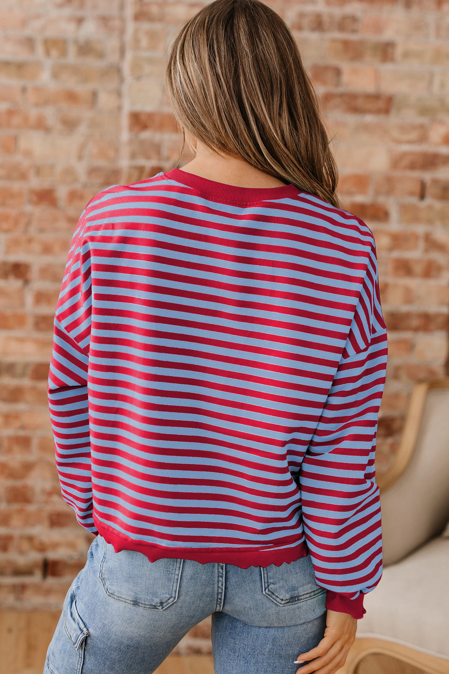 Threaded Pear Women's Zuri Ribbed Trim Oversize Sweatshirt