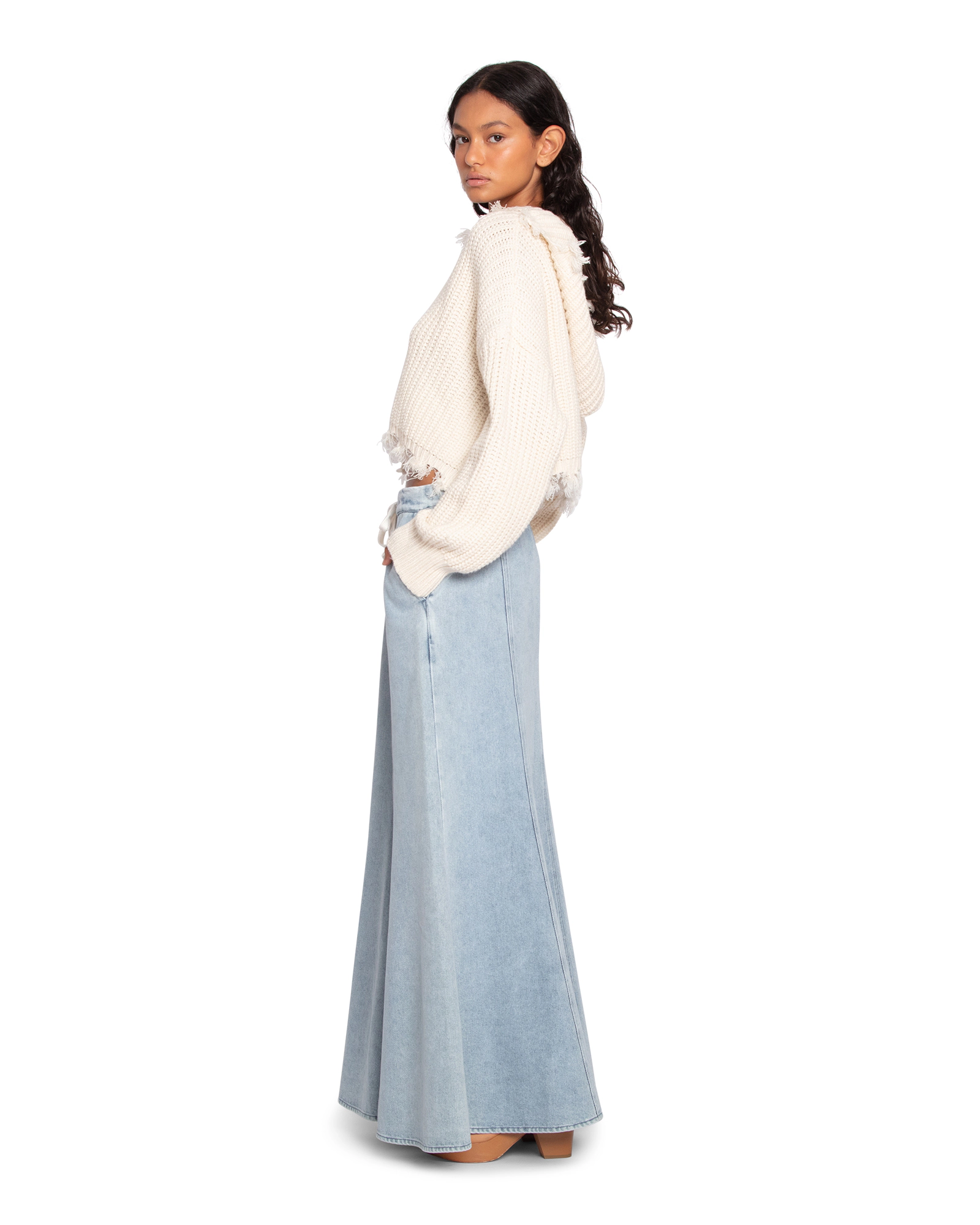 Belle & Bloom Womens Bold Love Denim Maxi Skirt