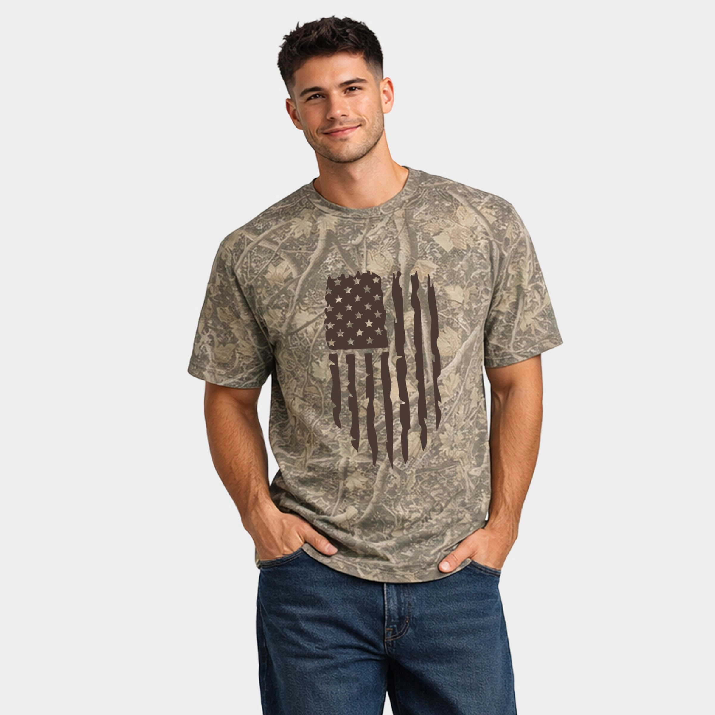 Simply Sage Market - American Flag Distressed - Men's Heavyweight Crew