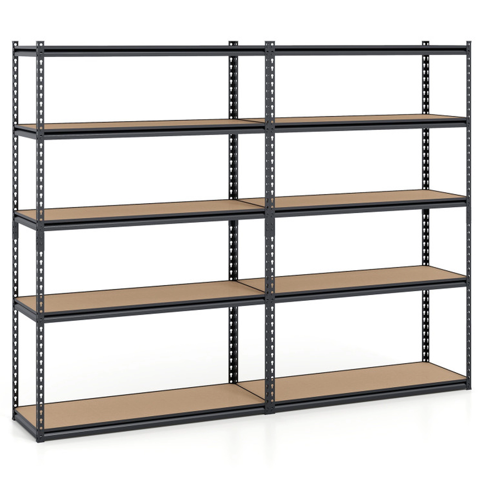 SUGIFT Adjustable 5-Tier Metal Garage Shelving Unit 440-lb Capacity Per Shelf 2200-lb Total 60-in Tall Black Set of 2
