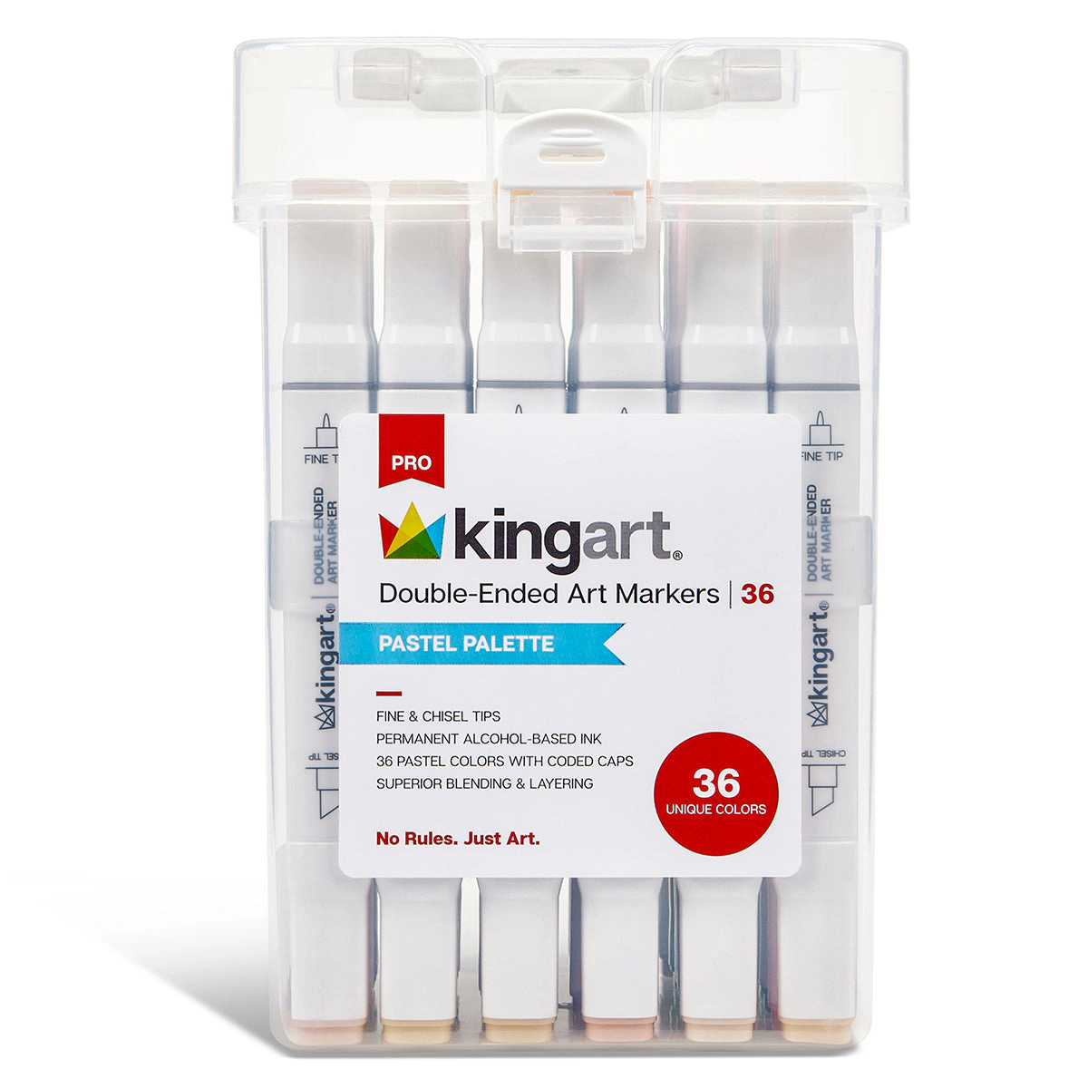 KINGART PRO Double-Ended Alcohol Markers - 36 Pastel Colors