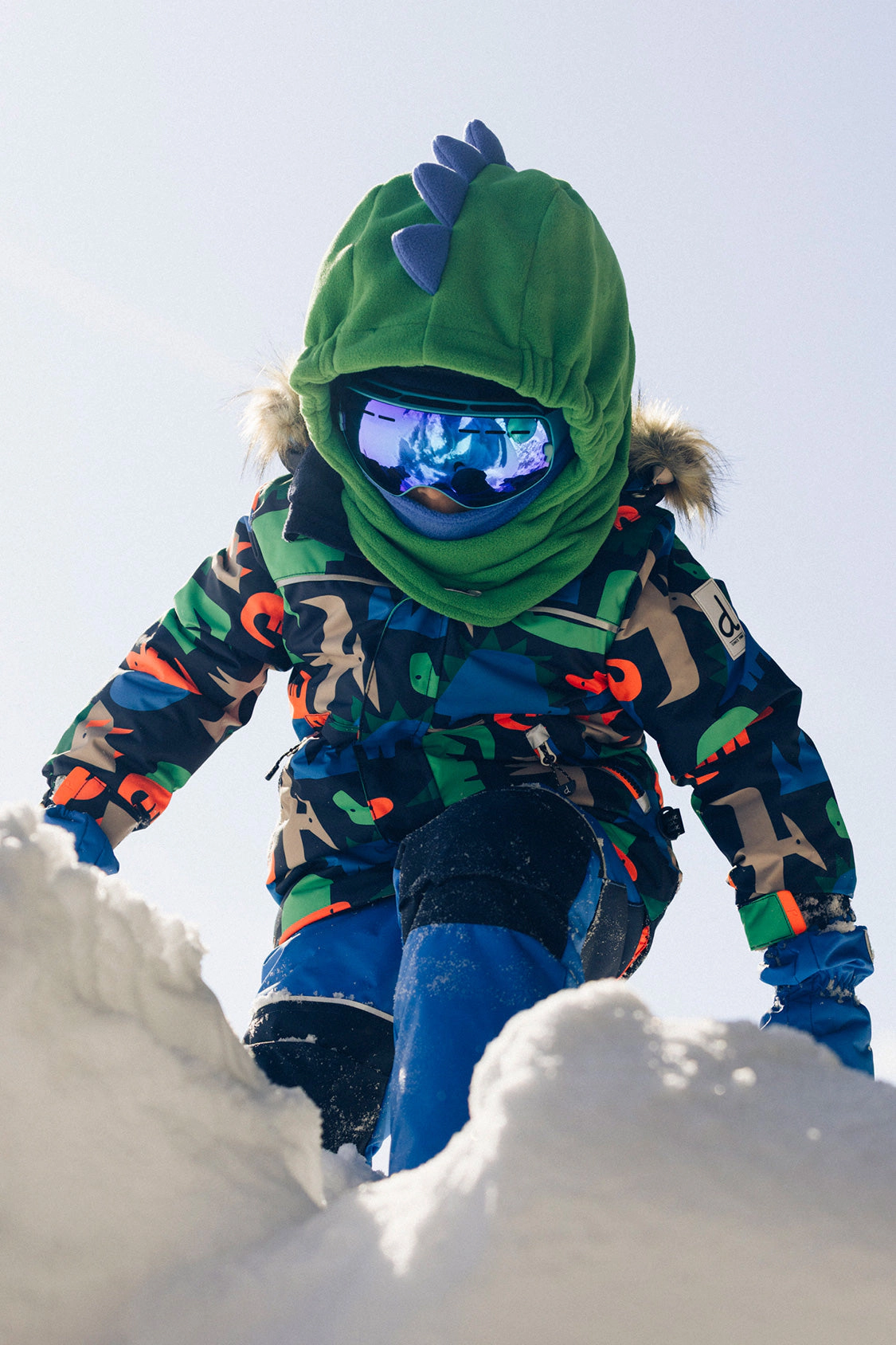 Deux par Deux Boys Oversized Dino Polar Balaclava for Ski Helmet