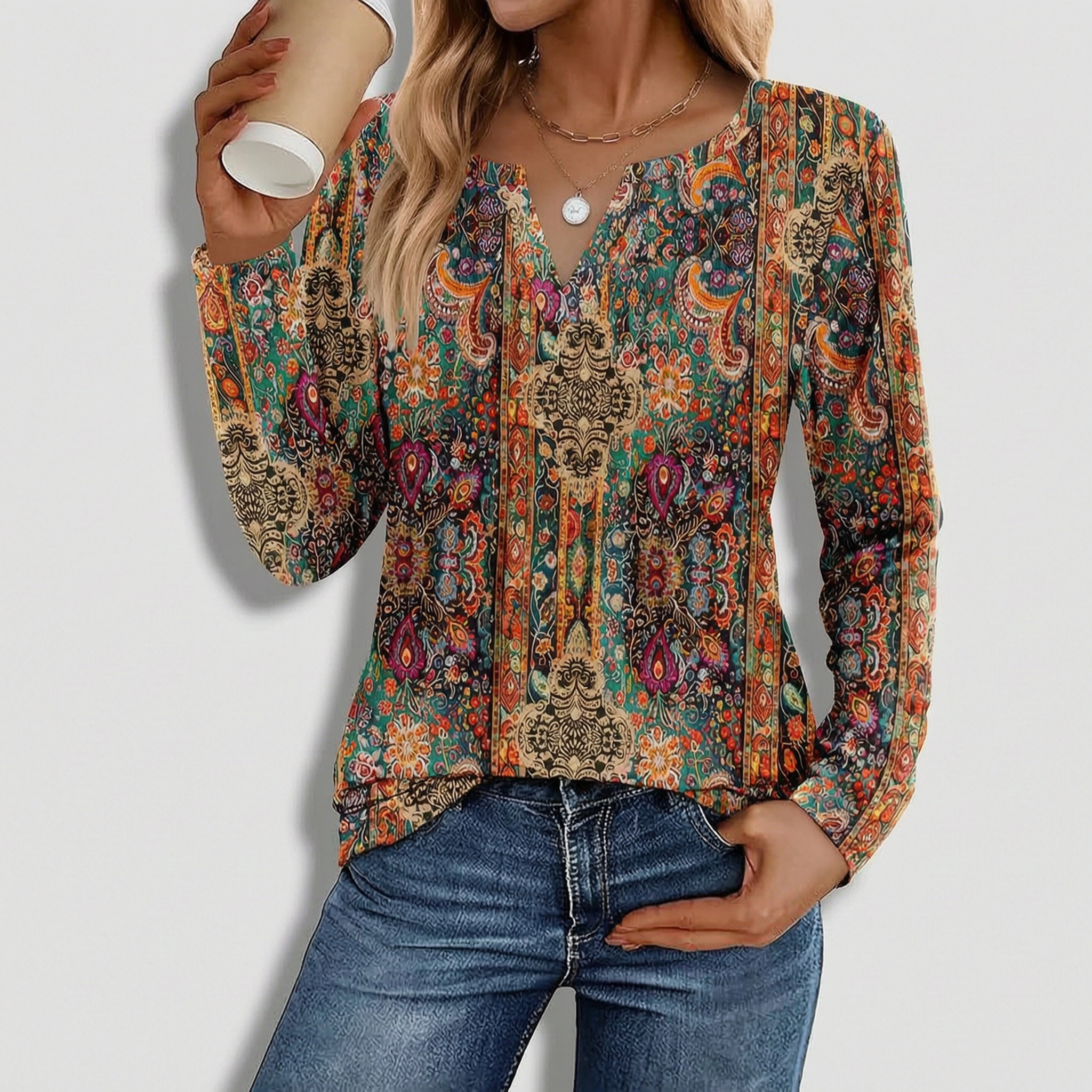 Zeagoo Women's V-Neck Long Length Blouse