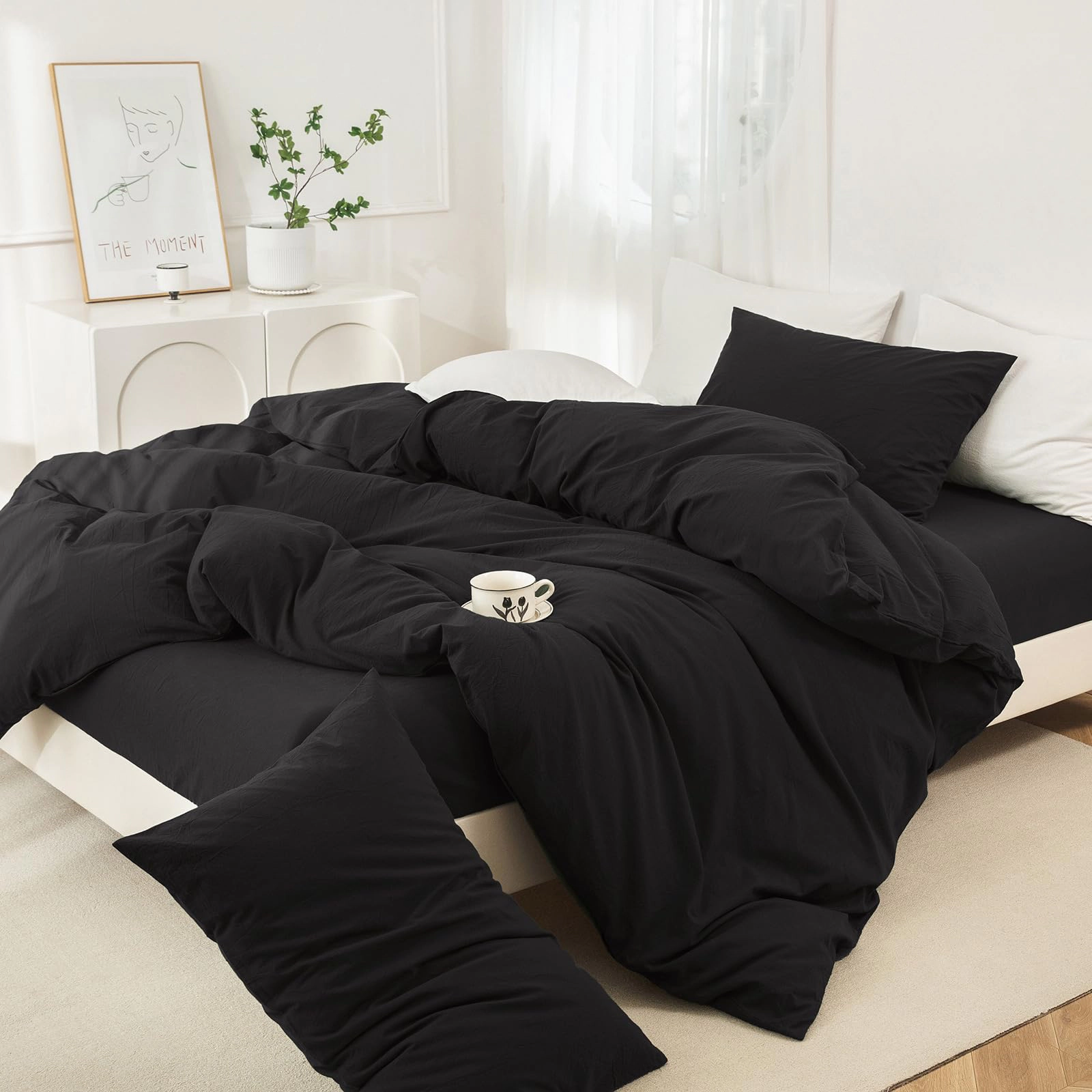 PUPWE Queen Washedton Duvet Cover Set  3-piece Check