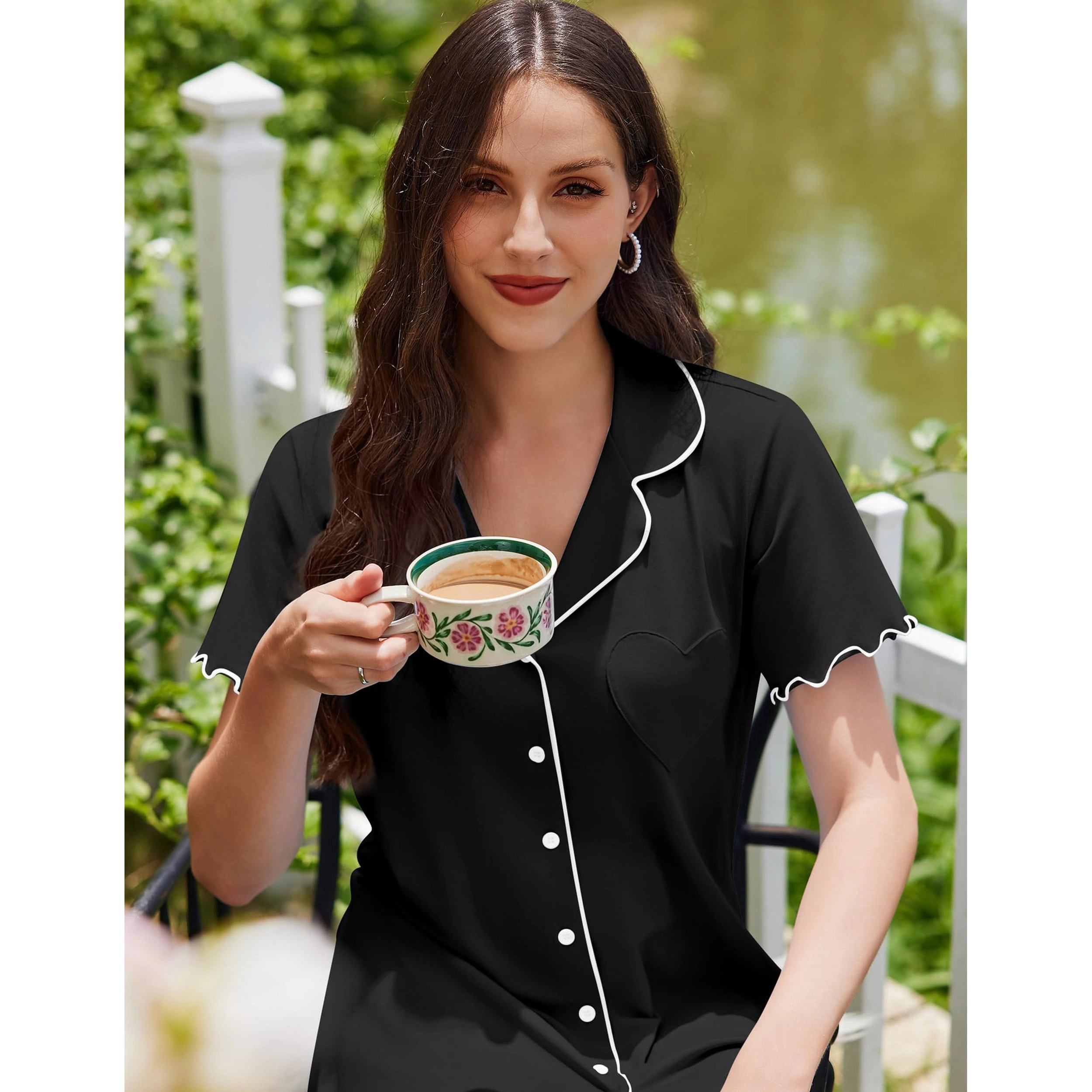 Ekouaer Cotton Nightgowns for Women Sleep Shirts Night Gown Boyfriend Sleepwear Soft