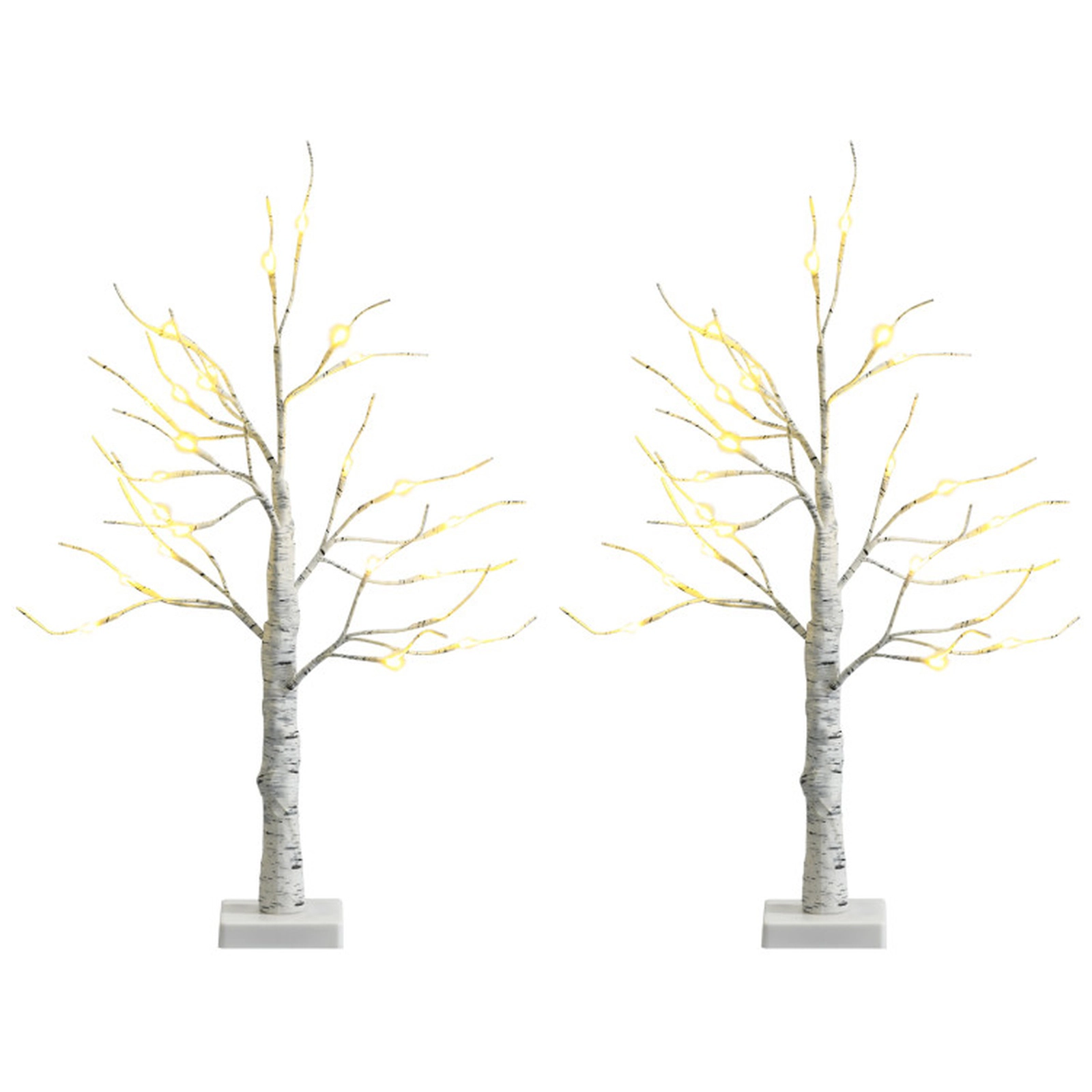 SUGIFT Pre-lit Twig Birch Tree Set Battery Powered White