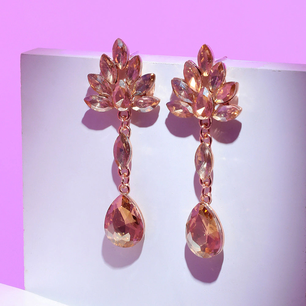 SOHI Women's Gold Dazzling Drop Earrings