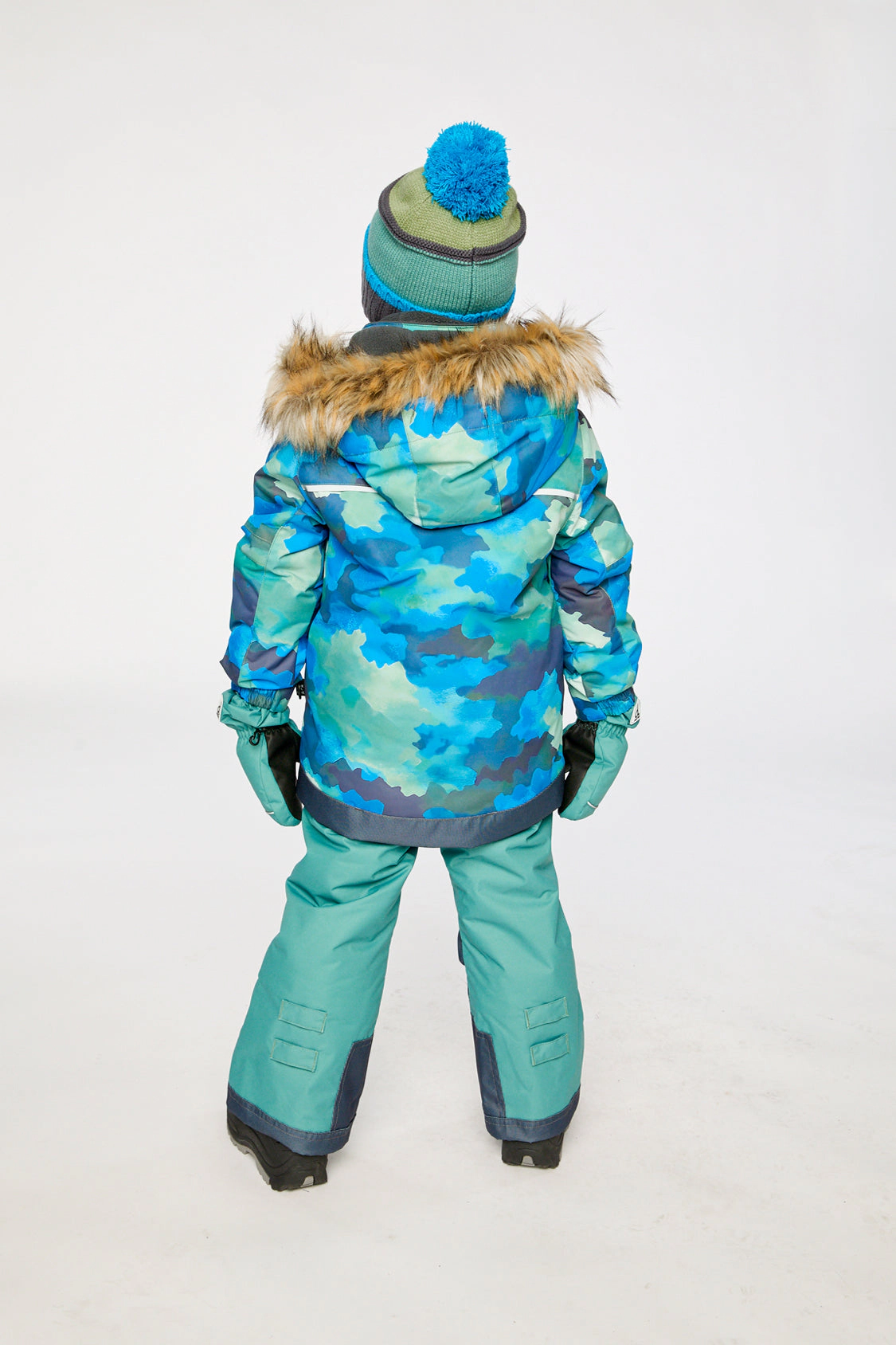 Deux par Boys Camouflage Print Two Piece Play Snowsuit with Hooded Jacket and Snow Pants